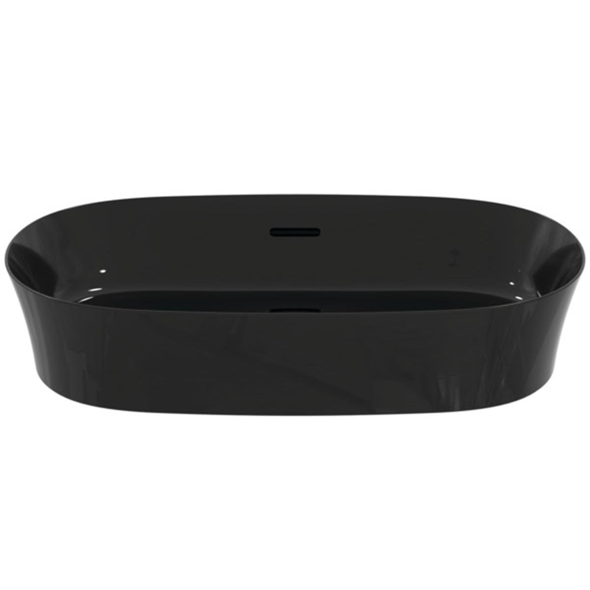 MARKA}Çanak LavabolarE1397V2Ipalyss Tezgah Üstü Oval Çanak Lavabo 60cm-Parlak Siyah