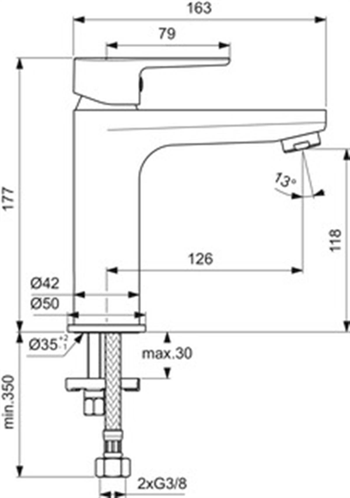MARKA}Lavabo BataryasıBC554AACerafine O H120 Lavabo Bataryası 5L/dk Sifon Kumandasız