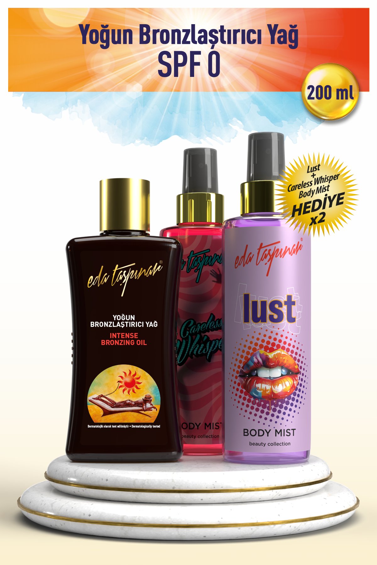 Yoğun Bronzlaştırıcı SPF 0 (200ml) YANINDA HEDİYE & Lust & Whisper Body Mist 200ml