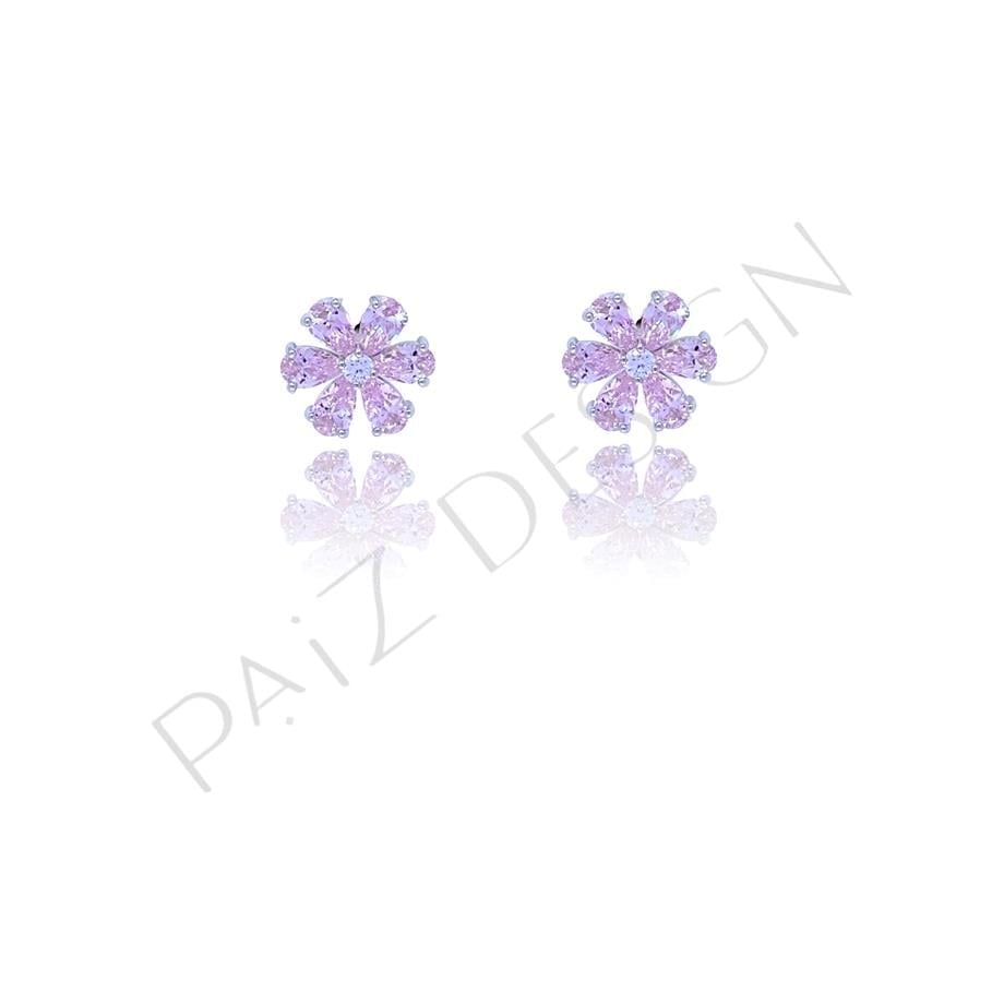 Paizİthal Pembe Taşlı Çiçek Küpe 