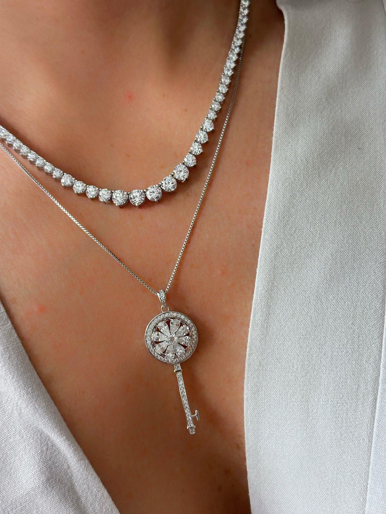 PaizSilver Taşlı Anahtar Kolye 