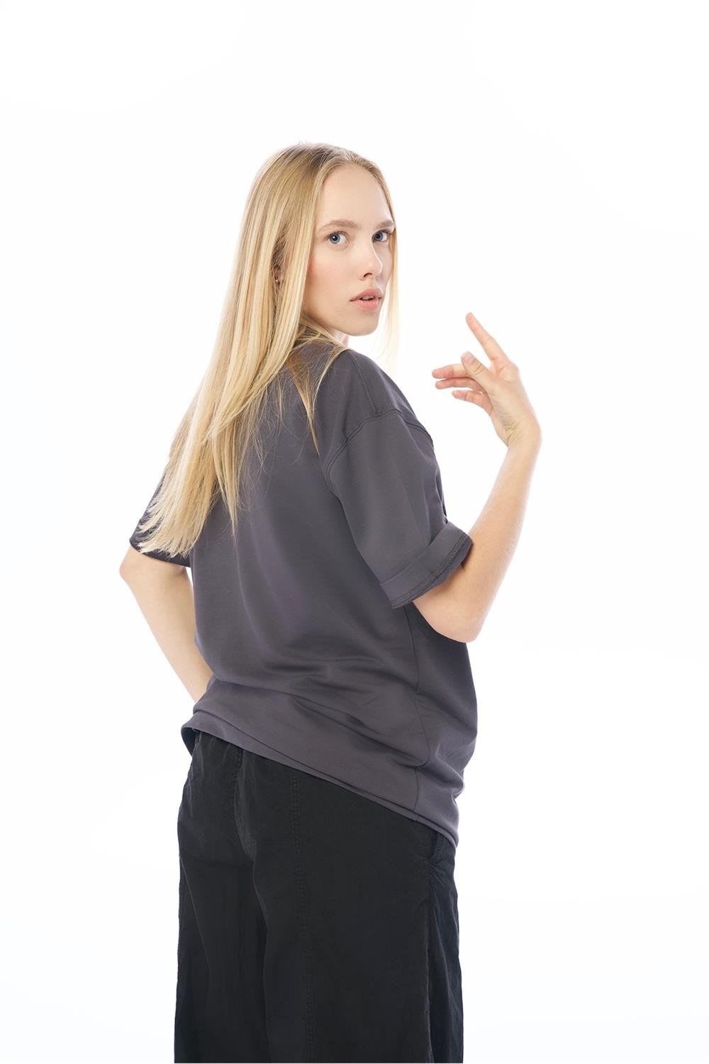 Vizon Rengi Basic T-Shirt