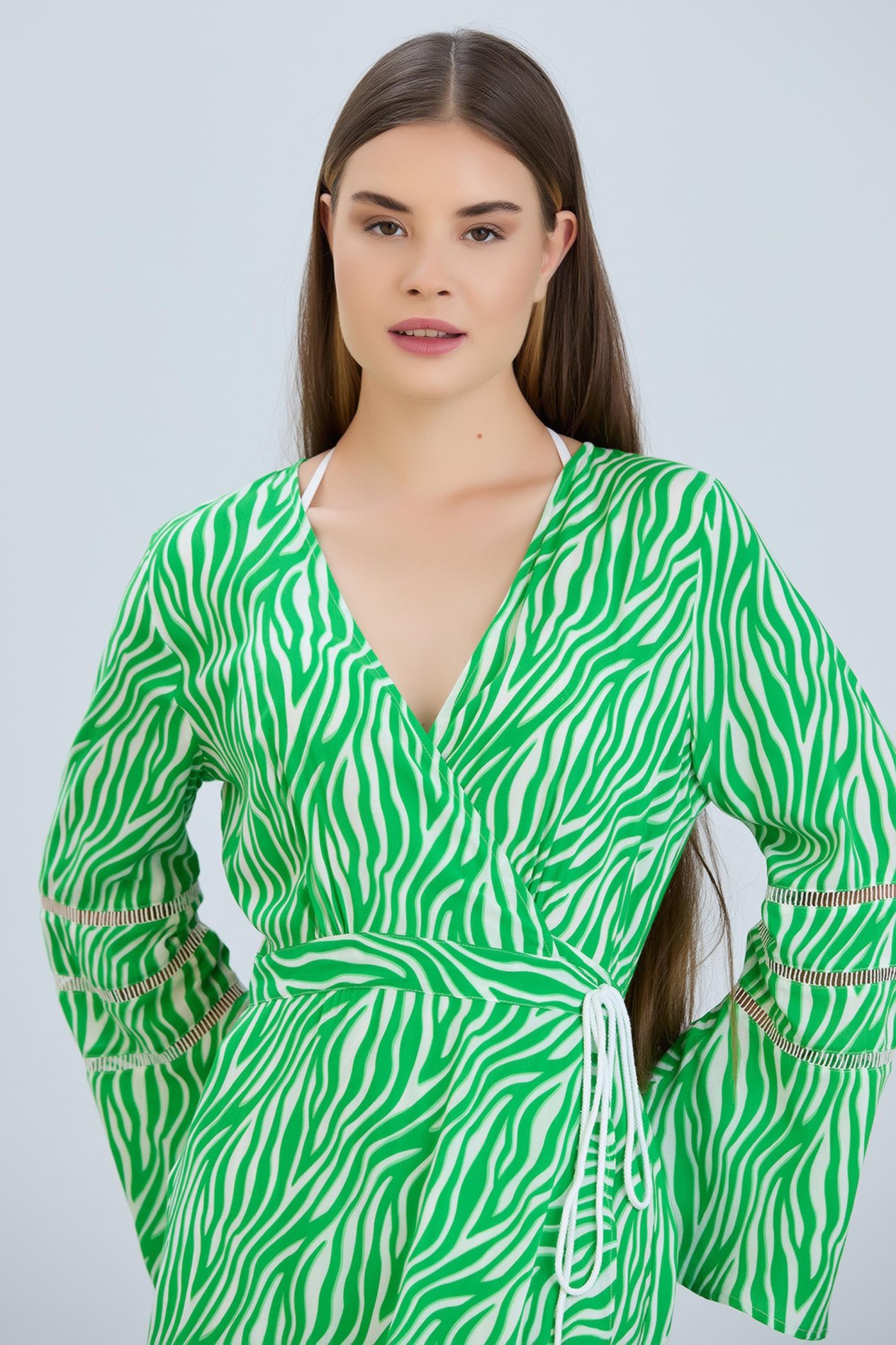 VENEZIA GREEN ANVELOP UZUN VISCON ELBISE