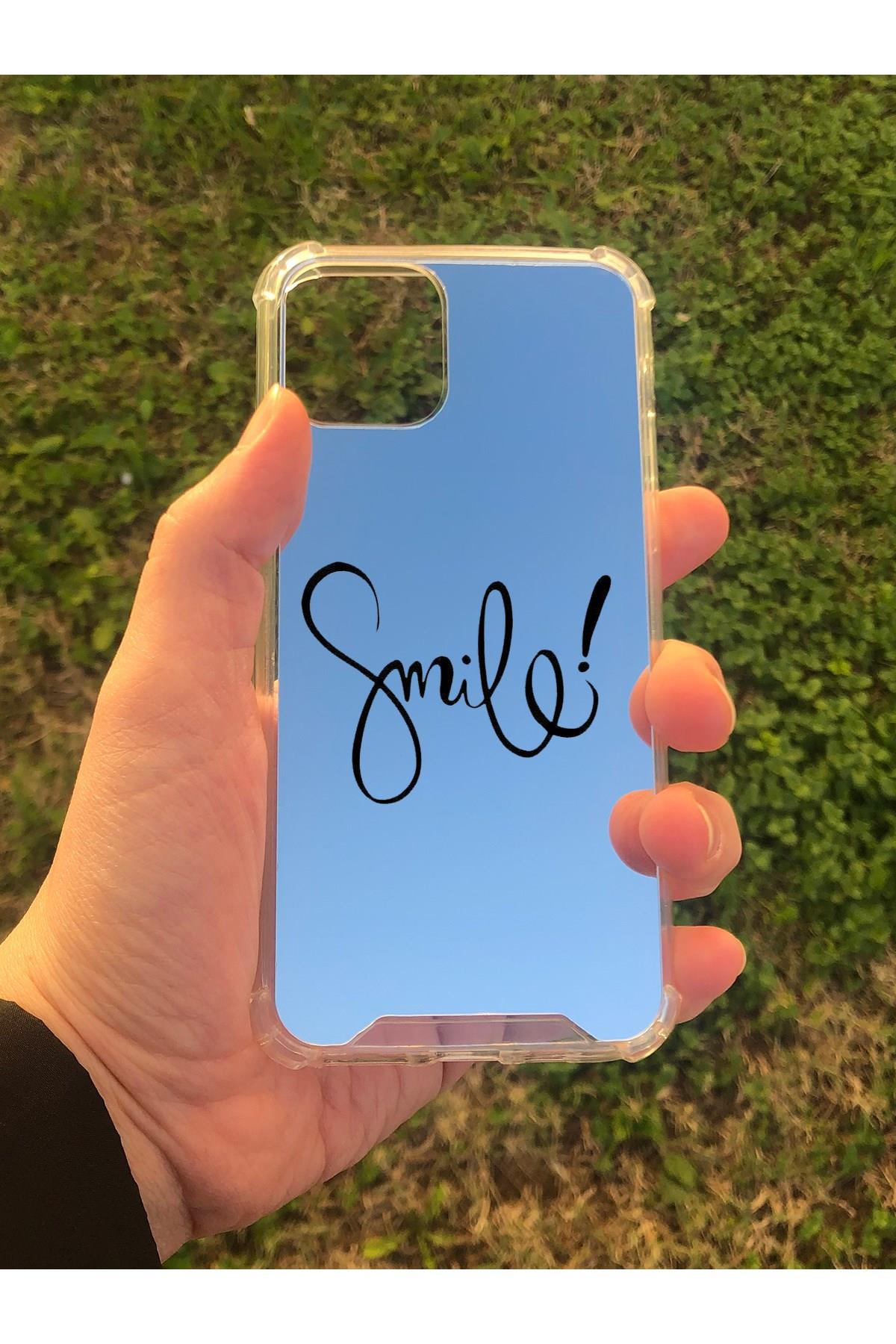 İphone 11 Pro Uyumlu Aynalı Smile Desenli Darbe Kamera Korumalı Silikon Telefon Kılıfı