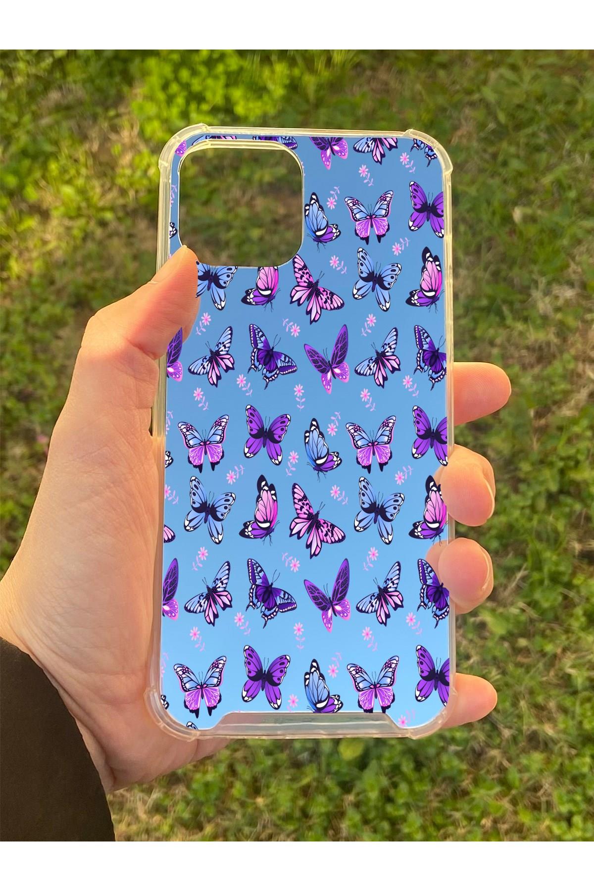 İphone 12 Pro Uyumlu Aynalı Kelebek Desenli Darbe Kamera Korumalı Silikon Telefon Kılıfı