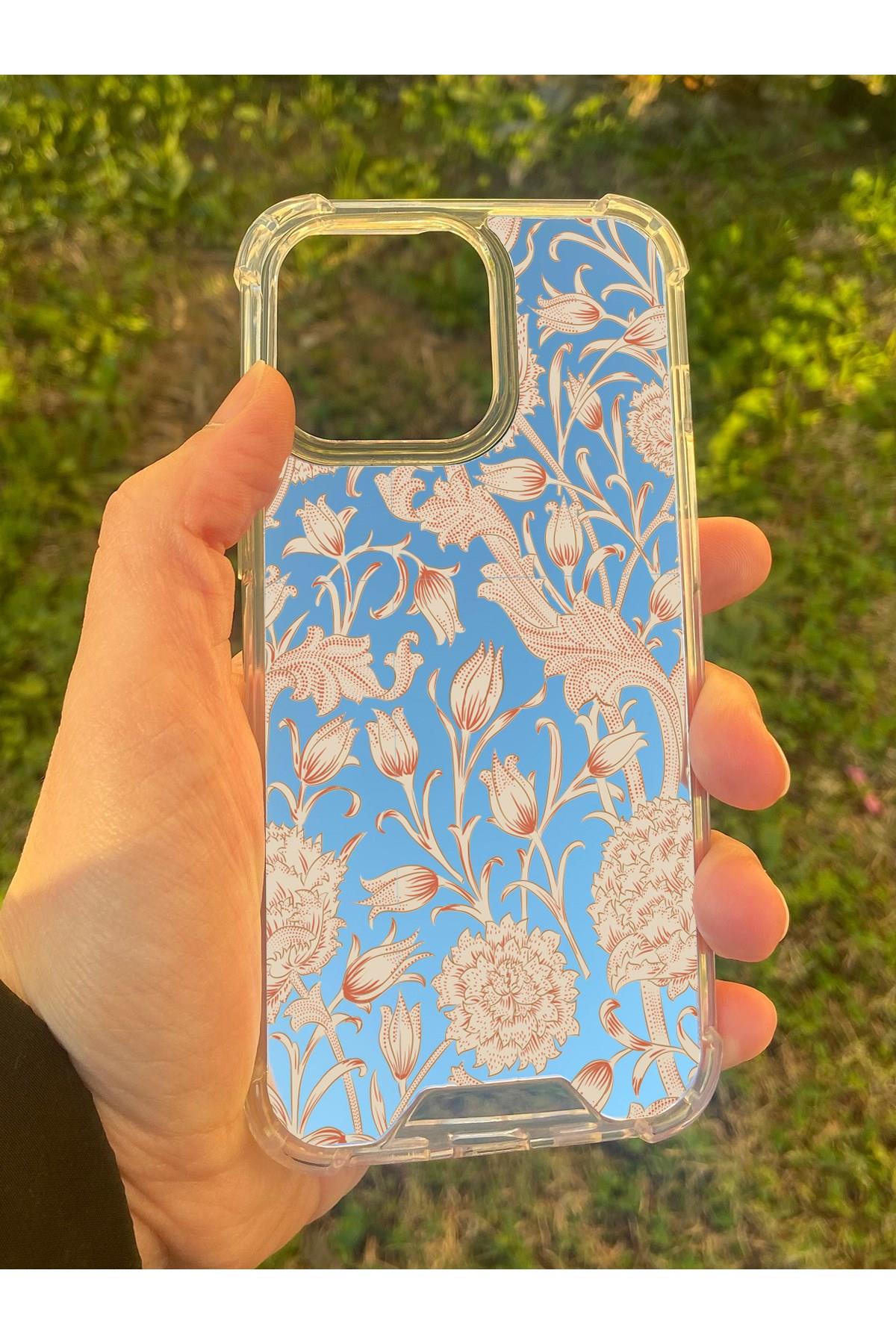 İphone 13 Pro Uyumlu Aynalı Lale Desenli Darbe Kamera Korumalı Silikon Telefon Kılıfı
