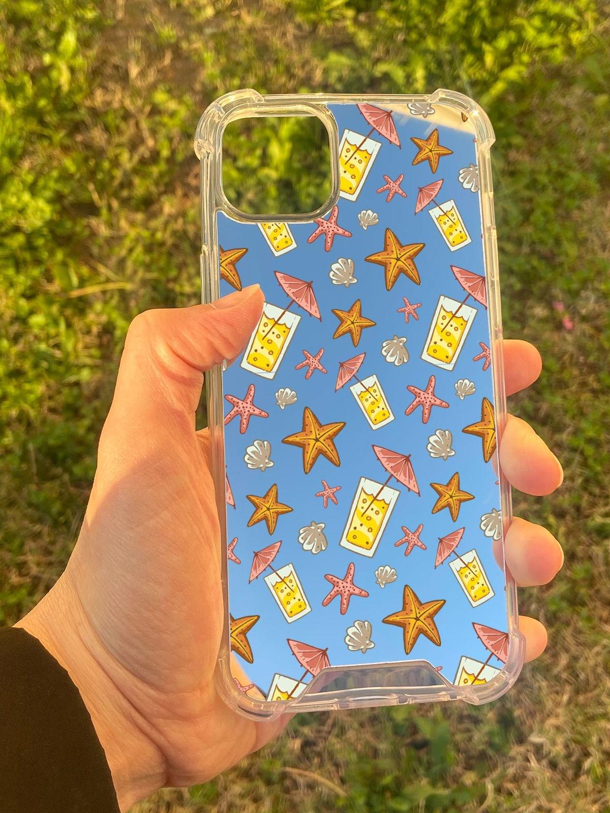 İphone 14 Plus Uyumlu Aynalı Limonata Desenli Darbe Kamera Korumalı Silikon Telefon Kılıfı