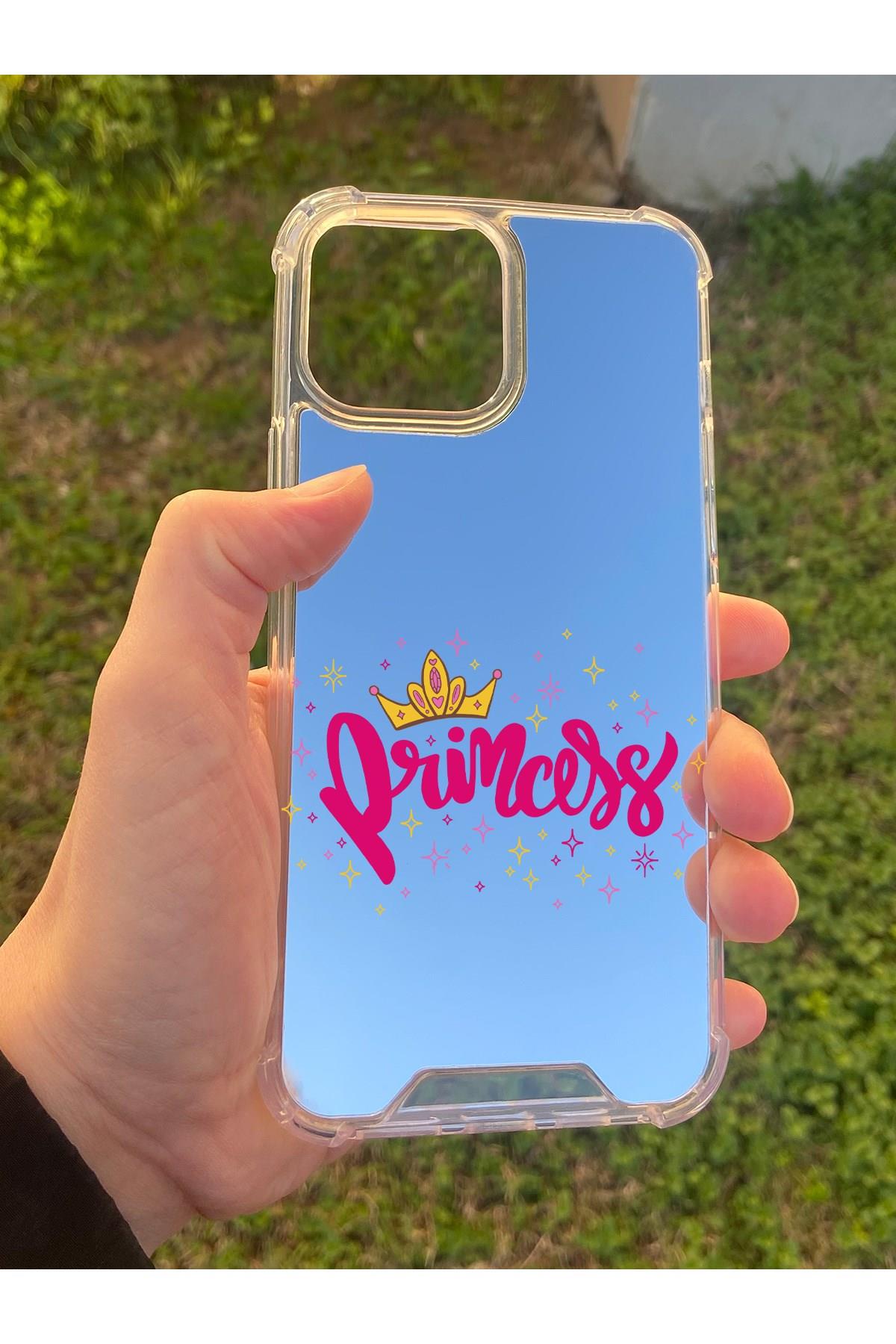 İphone 14 Pro Max Uyumlu Aynalı Prenses Desenli Darbe Kamera Korumalı Silikon Telefon Kılıfı