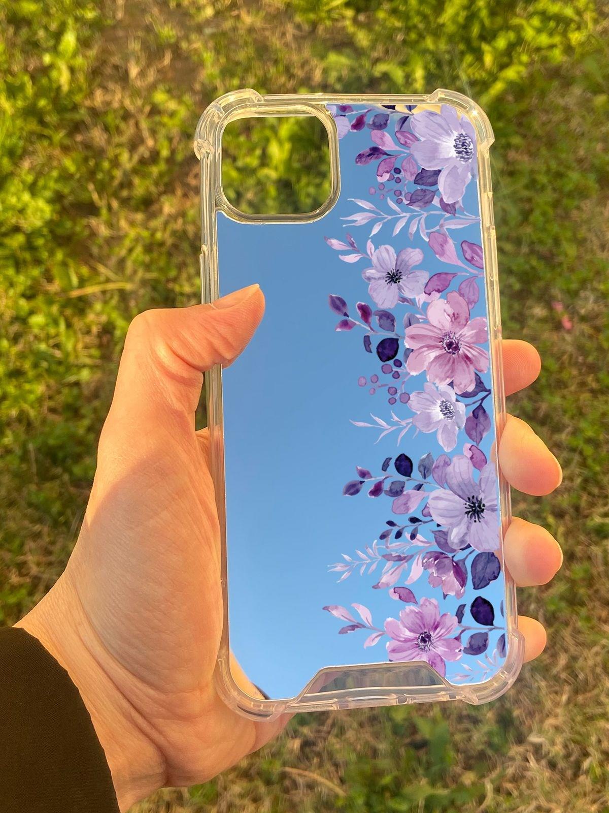 İphone 15 Plus Uyumlu Aynalı Mor Ve Ötesi Desenli Darbe Kamera Korumalı Silikon Telefon Kılıfı