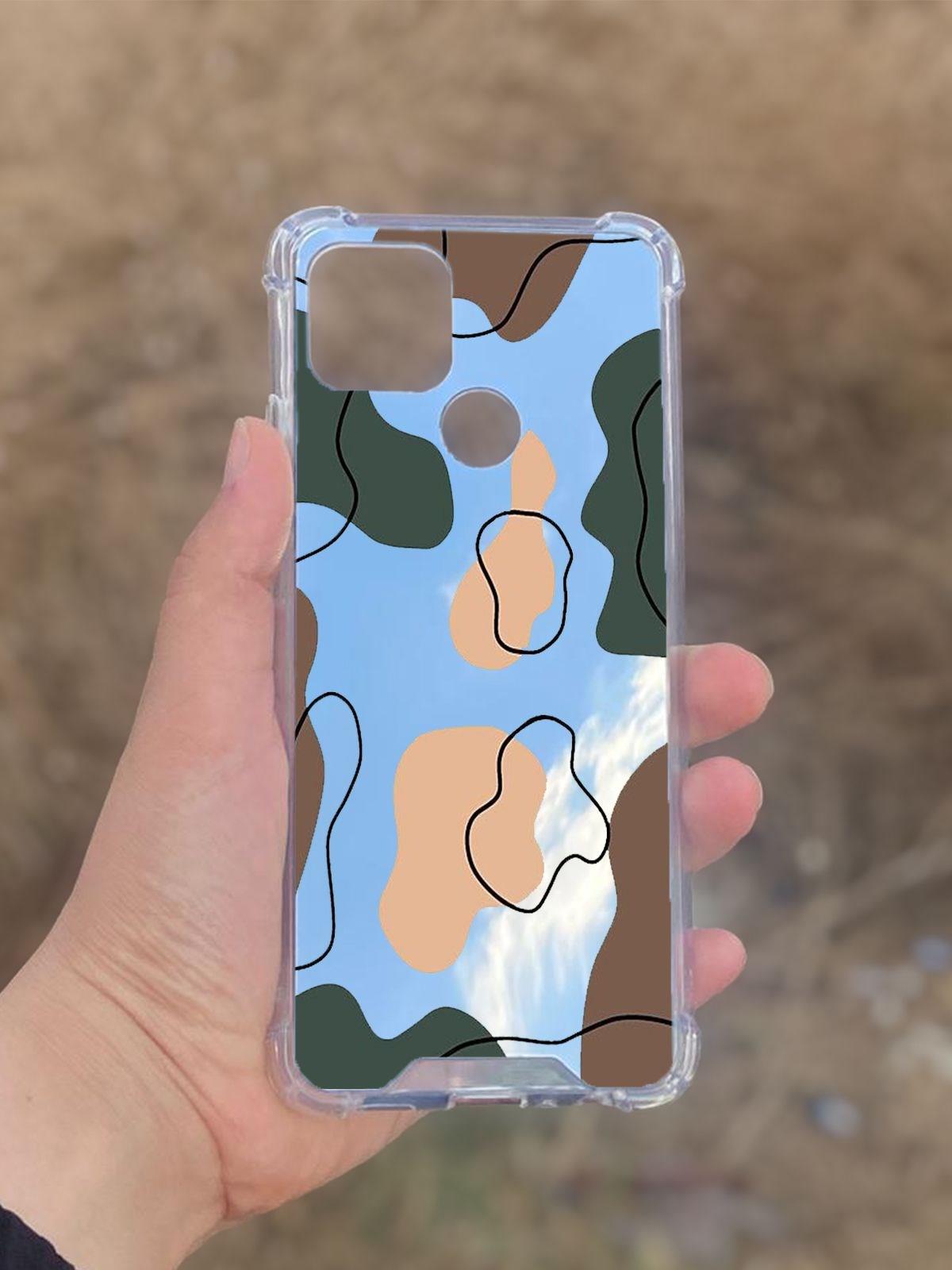 Oppo A15  Uyumlu Aynalı Renkli Dalga Desenli Darbe Kamera Korumalı Silikon Telefon Kılıfı