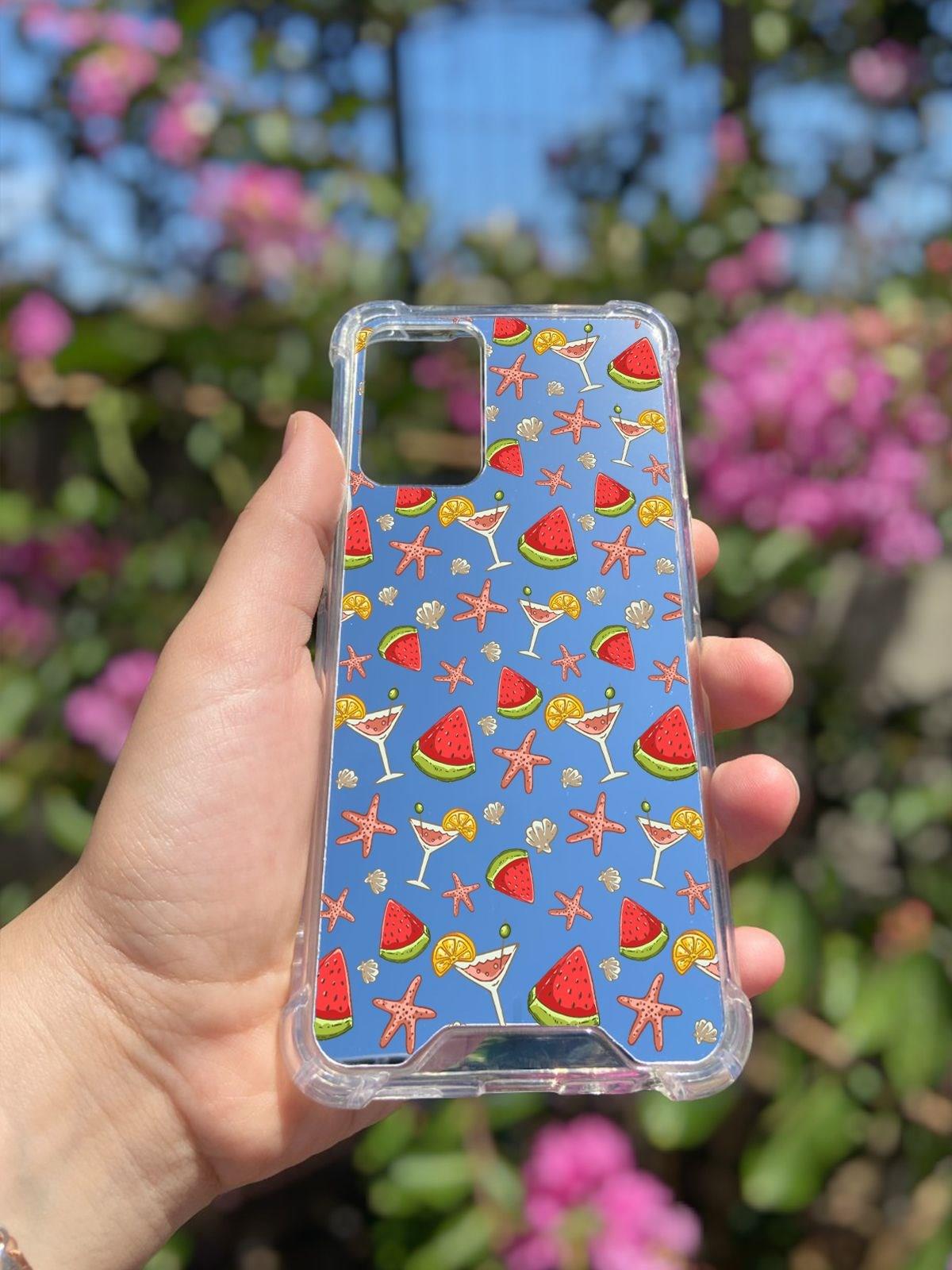 Oppo A16 Uyumlu Aynalı Karpuz Desenli Darbe Kamera Korumalı Silikon Telefon Kılıfı