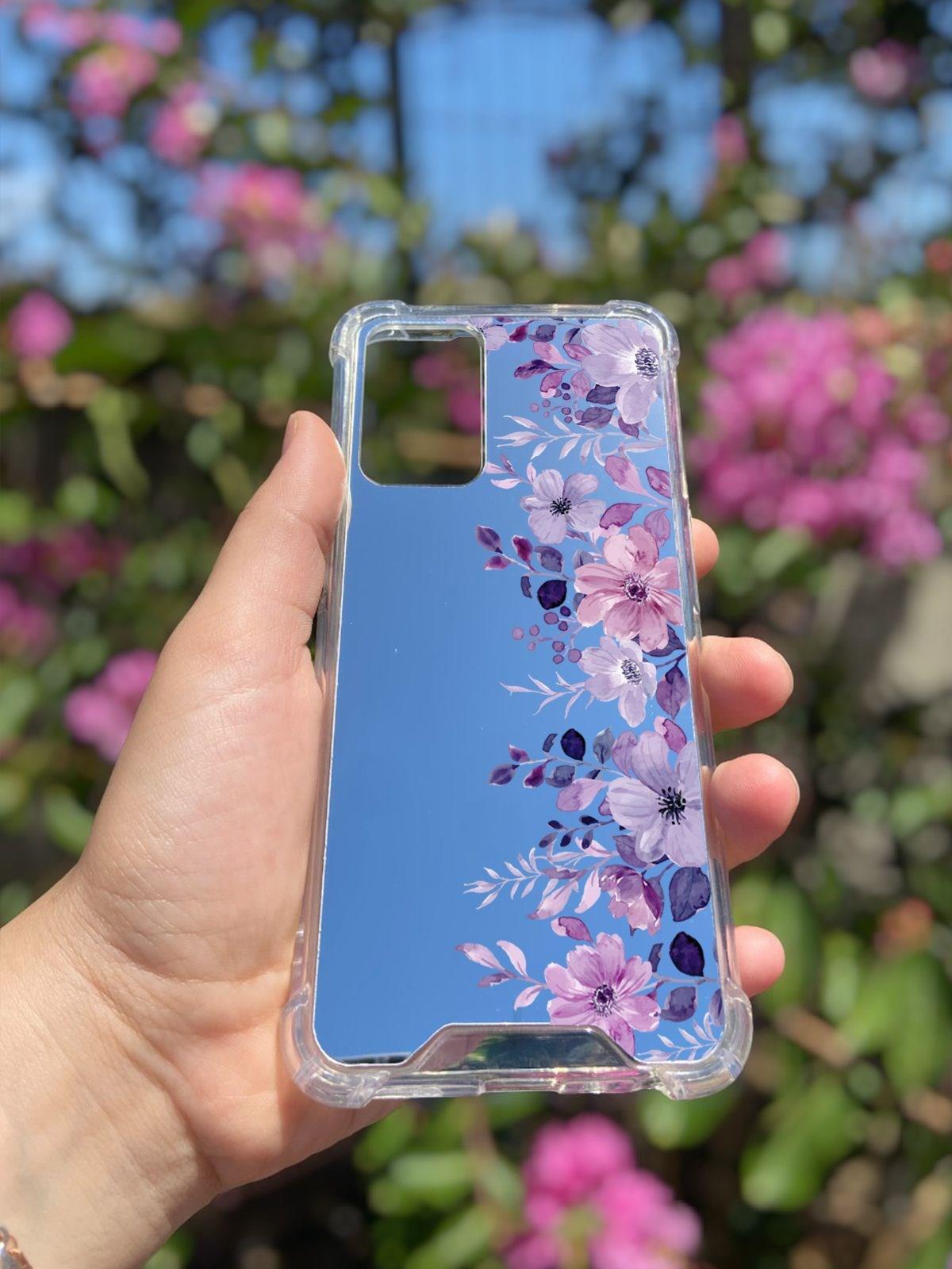 Oppo A54 4G Uyumlu Aynalı Mor Ve Ötesi Desenli Darbe Kamera Korumalı Silikon Telefon Kılıfı