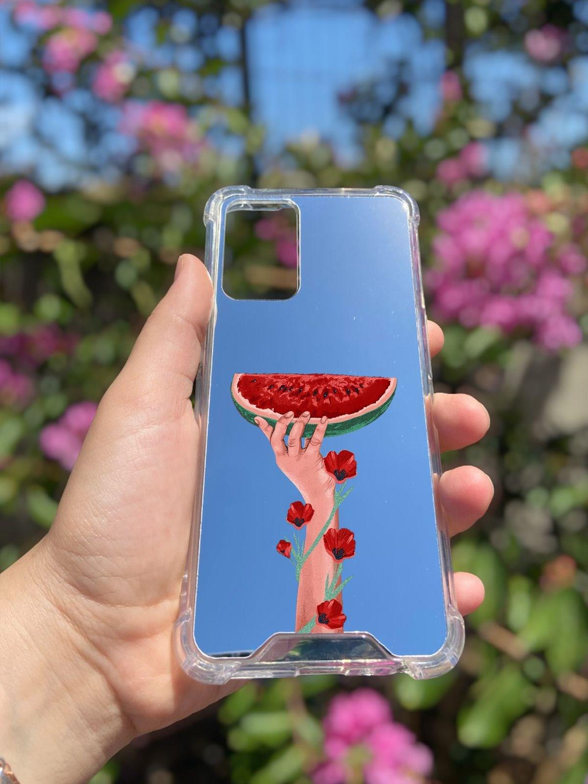 Oppo A55  Uyumlu Aynalı Filistin Desenli Darbe Kamera Korumalı Silikon Telefon Kılıfı