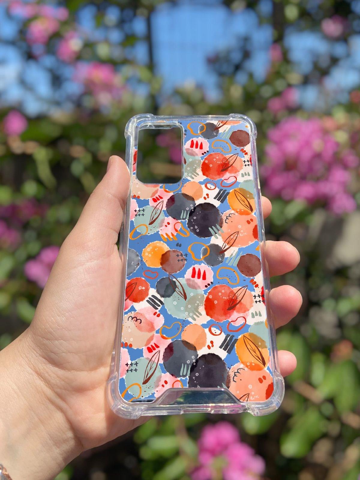 Oppo A55 4G  Uyumlu Aynalı Renkli Daire Desenli Darbe Kamera Korumalı Silikon Telefon Kılıfı