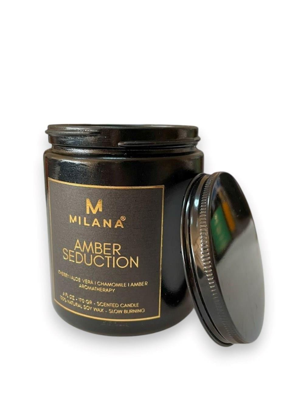 Siyah Kavanoz Kokulu Mum Amber Seduction 170 Gr 6 Fl Oz