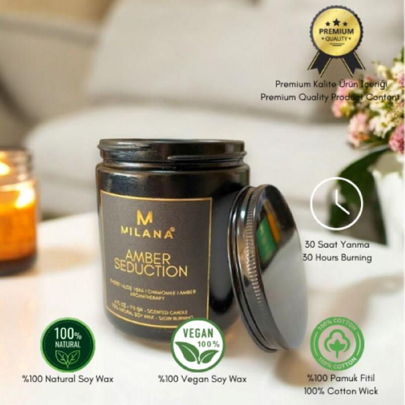 Siyah Kavanoz Kokulu Mum Amber Seduction 170 Gr 6 Fl Oz