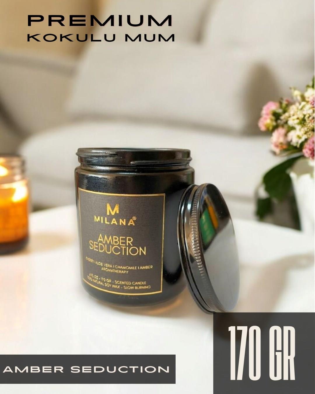 Siyah Kavanoz Kokulu Mum Amber Seduction 170 Gr 6 Fl Oz