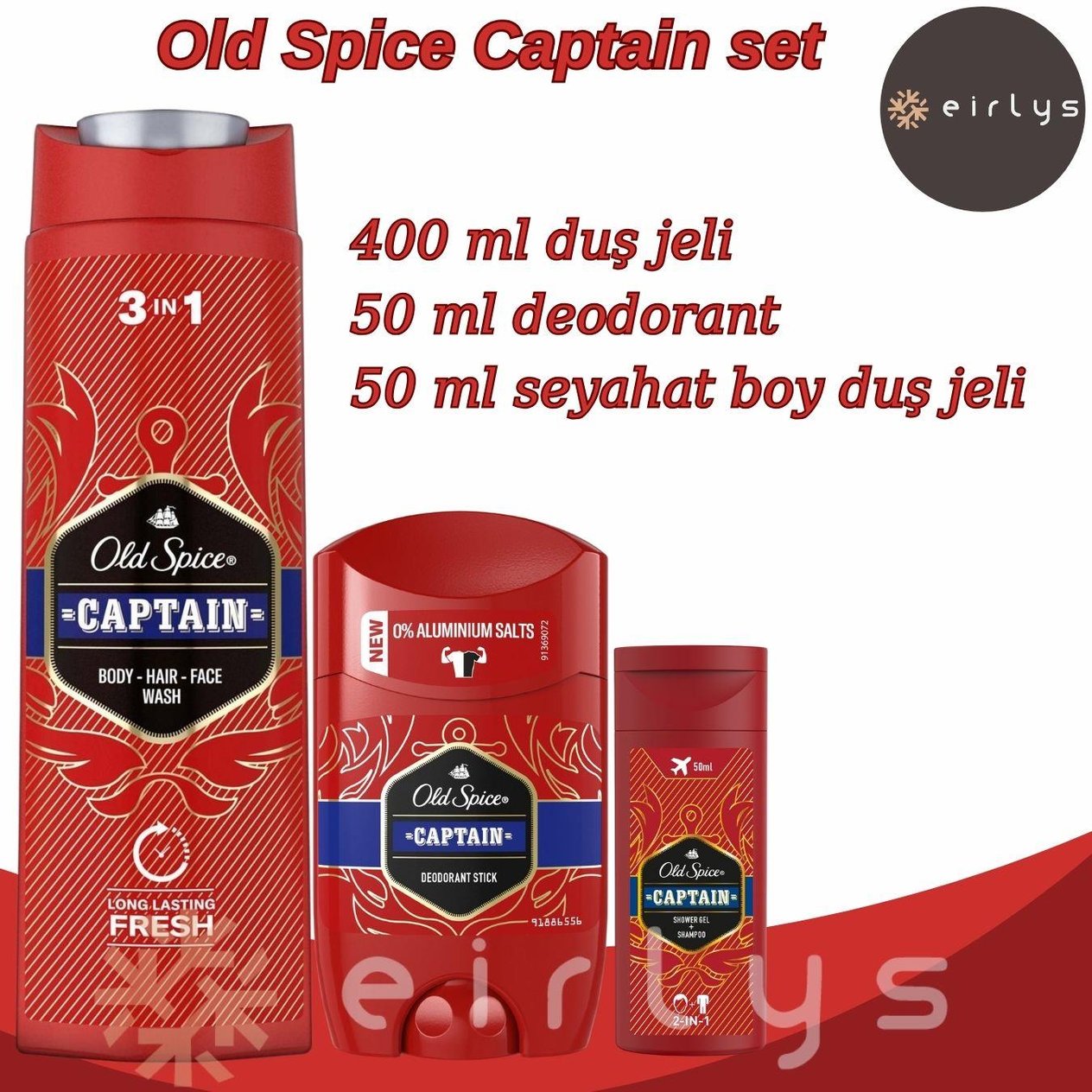 Old Spice Duş Jeli & Deodorant Set -Eirlys Cosmetics Fırsat set /400ml duş jeli, 50ml deodorant,50ml duş jeli
