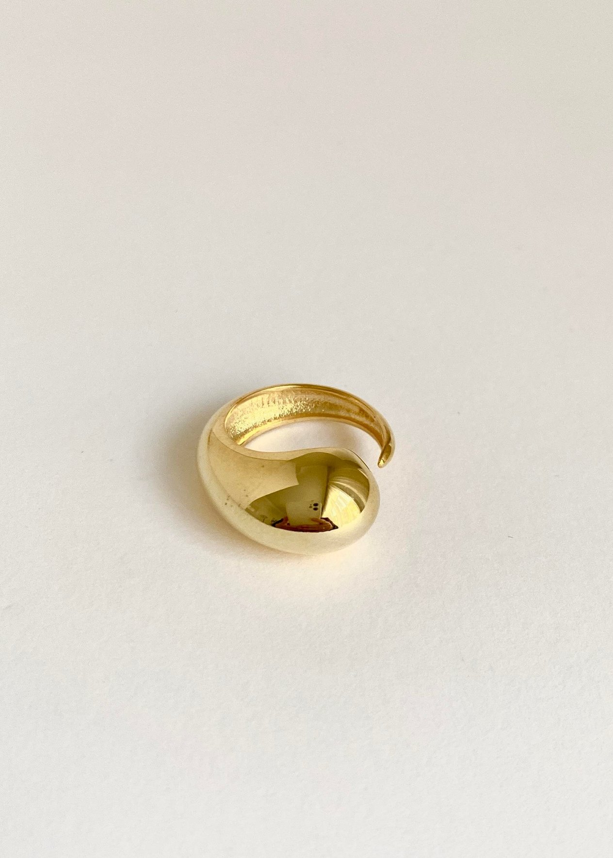 925 Ayar Gümüş Bombeli Asimetrik Yüzük-Gold