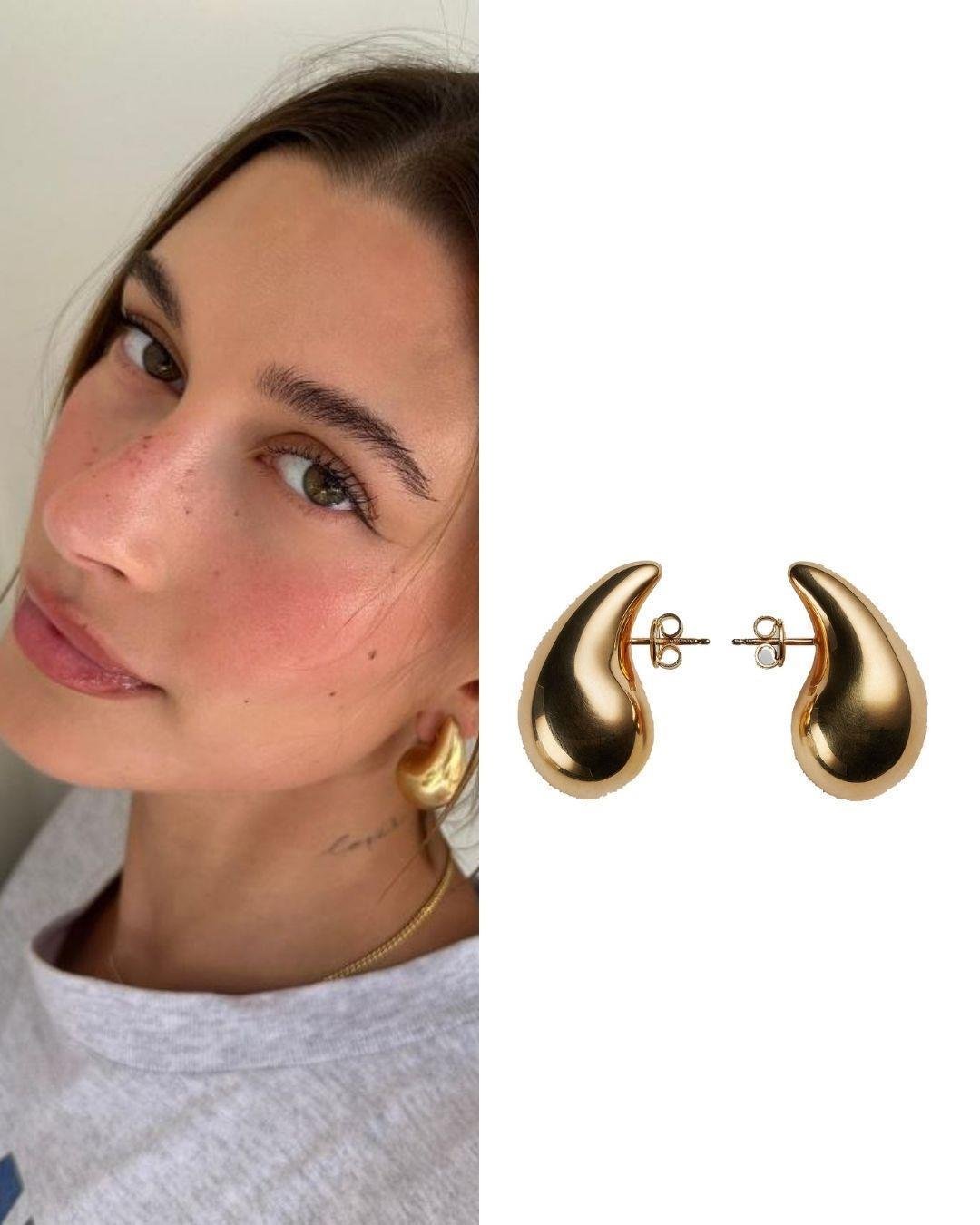 İtalyan Bottega Damla Çelik Küpe - 3cm - Gold
