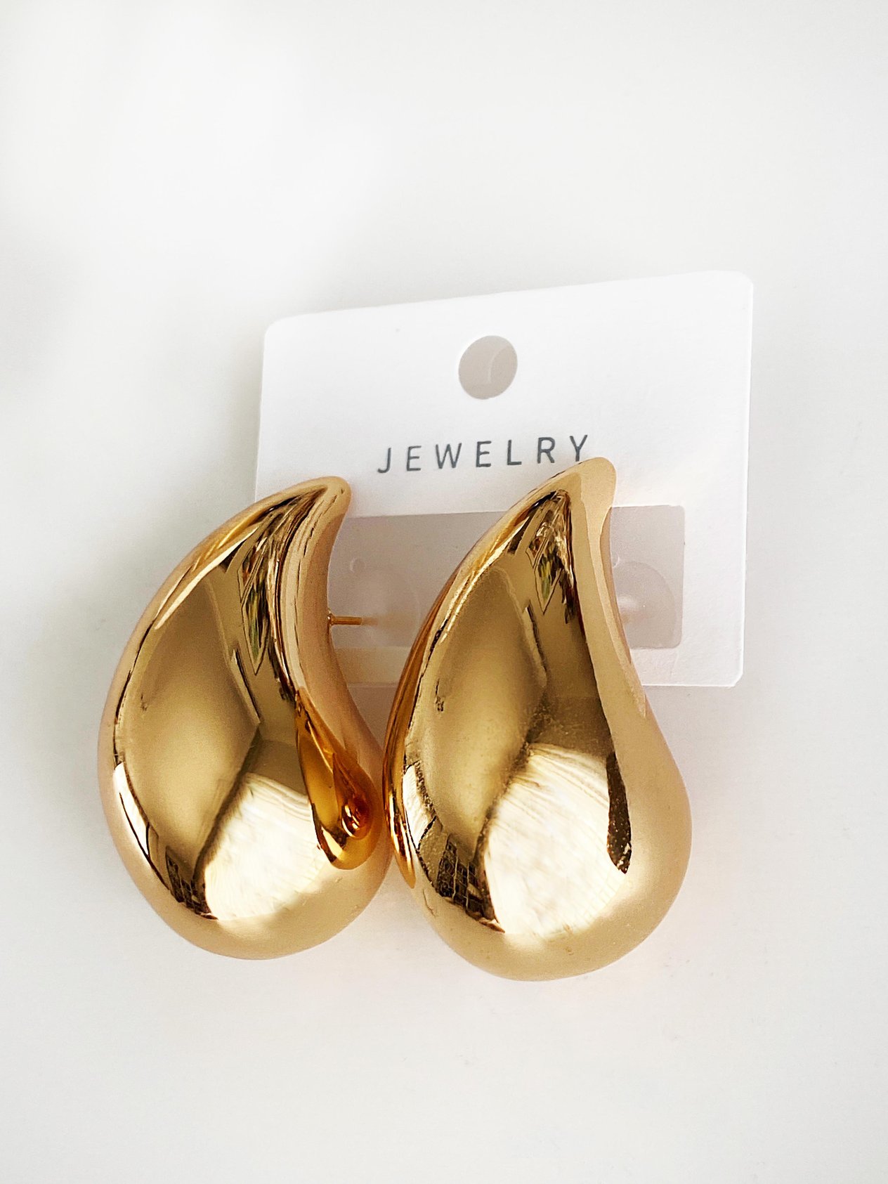 İtalyan Bottega Damla Çelik Küpe - 5cm - Gold
