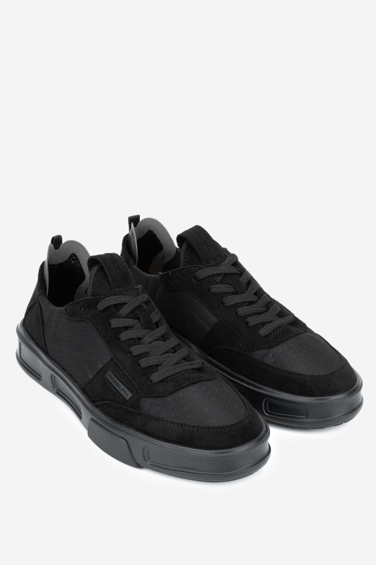 FESSURA Erkek Deri & Tekstil Siyah Sneakers & Spor Ayakkabı