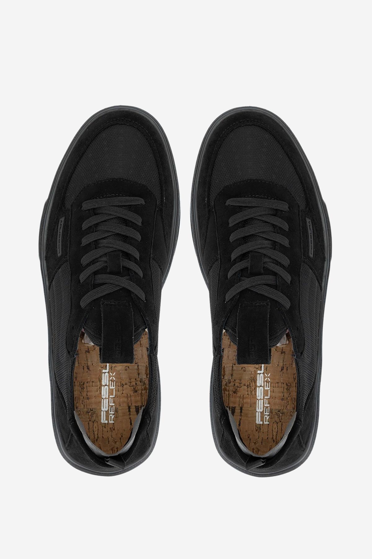 FESSURA Erkek Deri & Tekstil Siyah Sneakers & Spor Ayakkabı