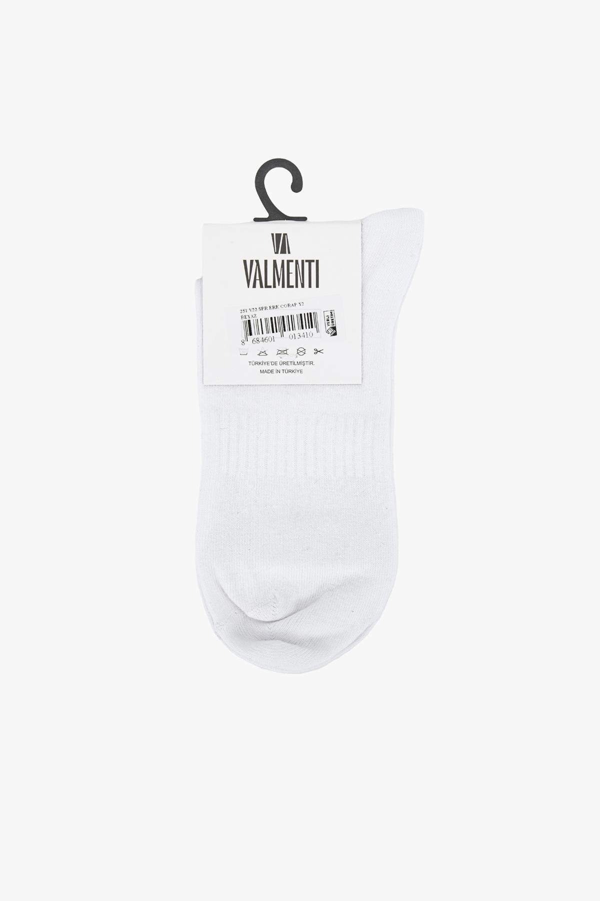 Valmenti Erkek Beyaz Tekstil Spor Çorap