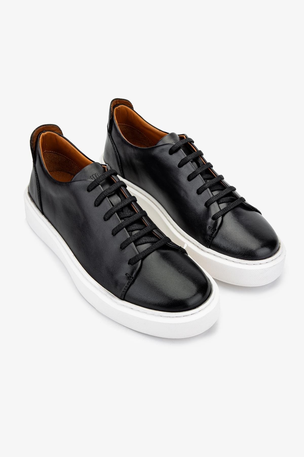 Valmenti Erkek Hakiki Deri Siyah Sneakers & Spor Ayakkabı