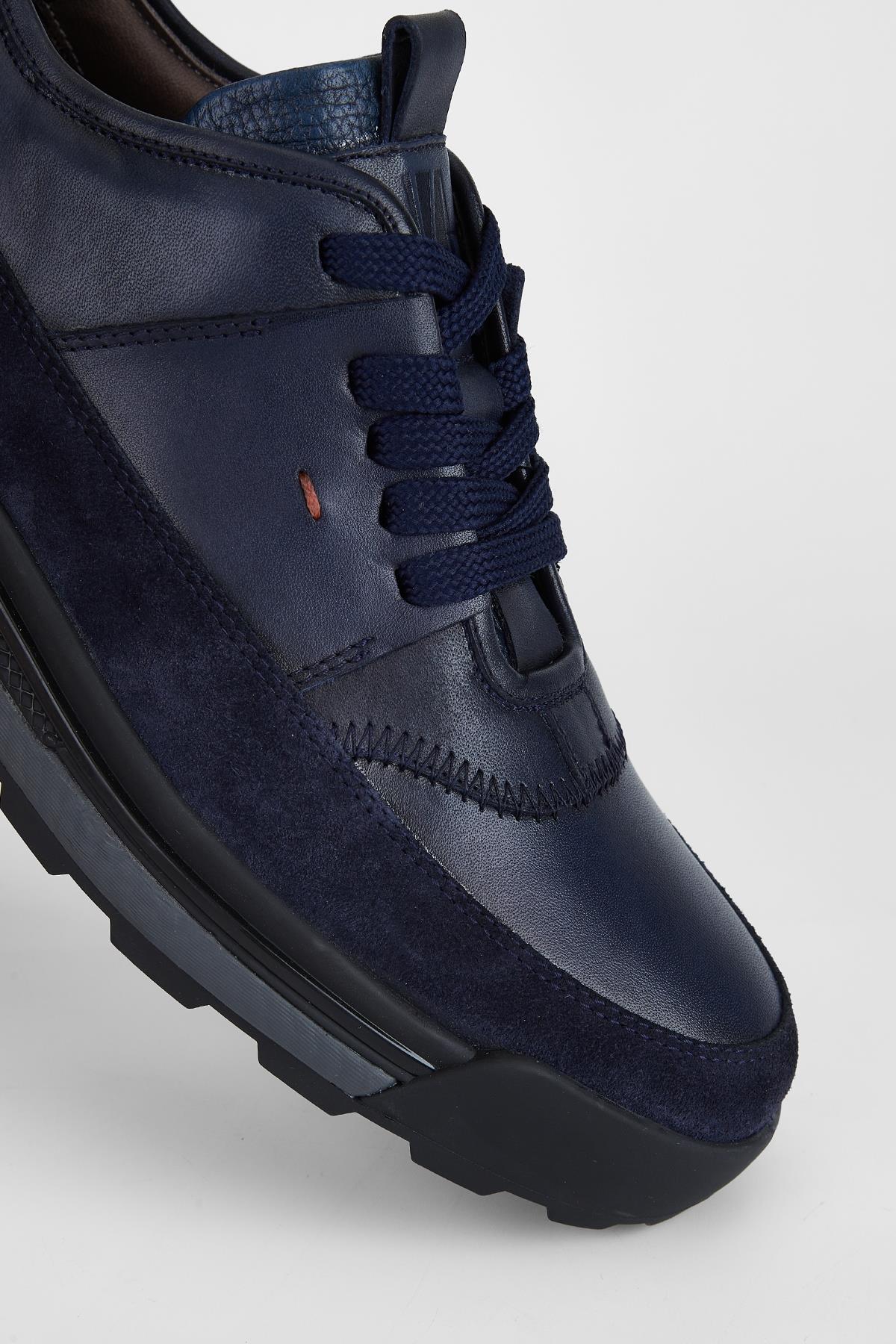 Valmenti Erkek Lacivert Hakiki Deri Sneakers & Spor Ayakkabı