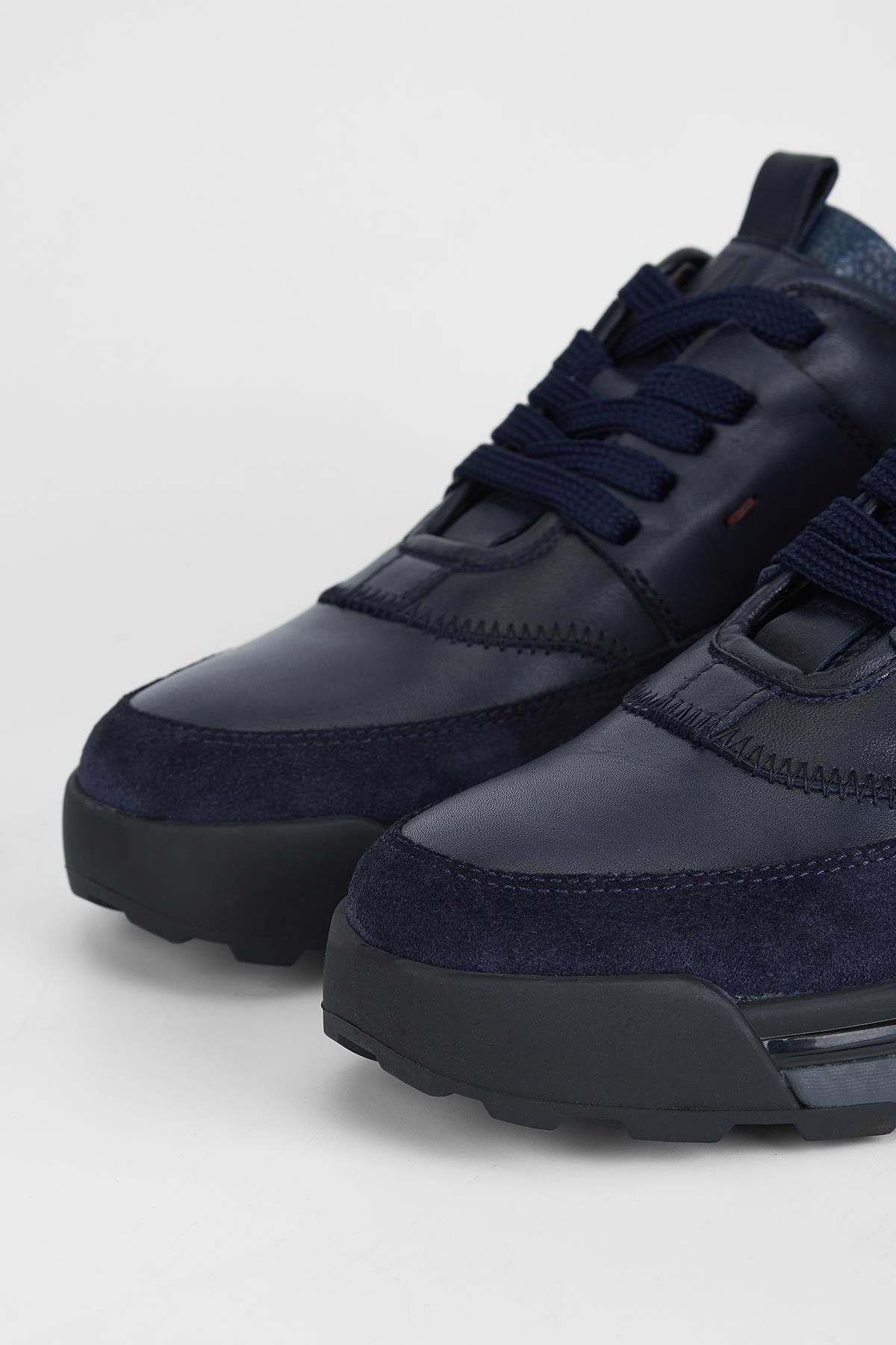 Valmenti Erkek Lacivert Hakiki Deri Sneakers & Spor Ayakkabı
