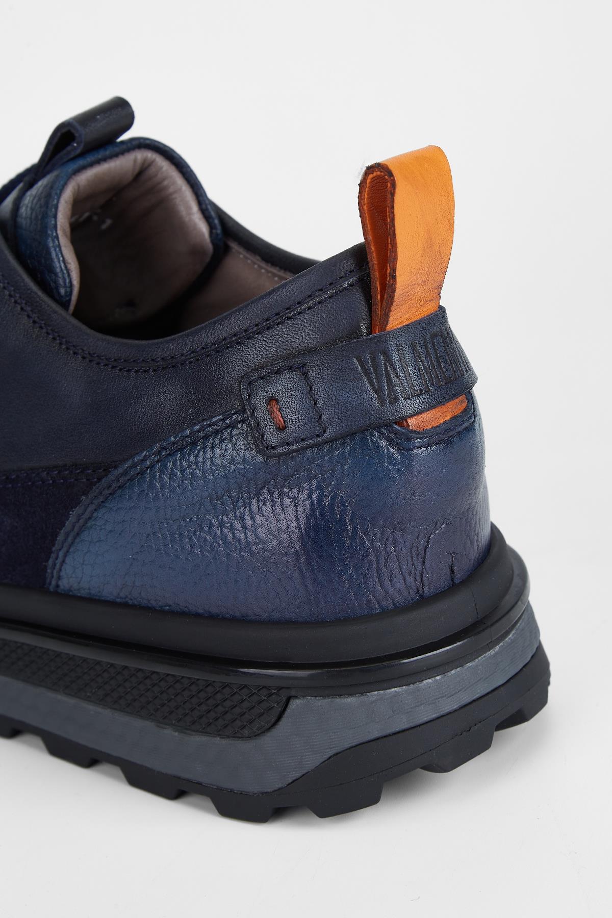 Valmenti Erkek Lacivert Hakiki Deri Sneakers & Spor Ayakkabı