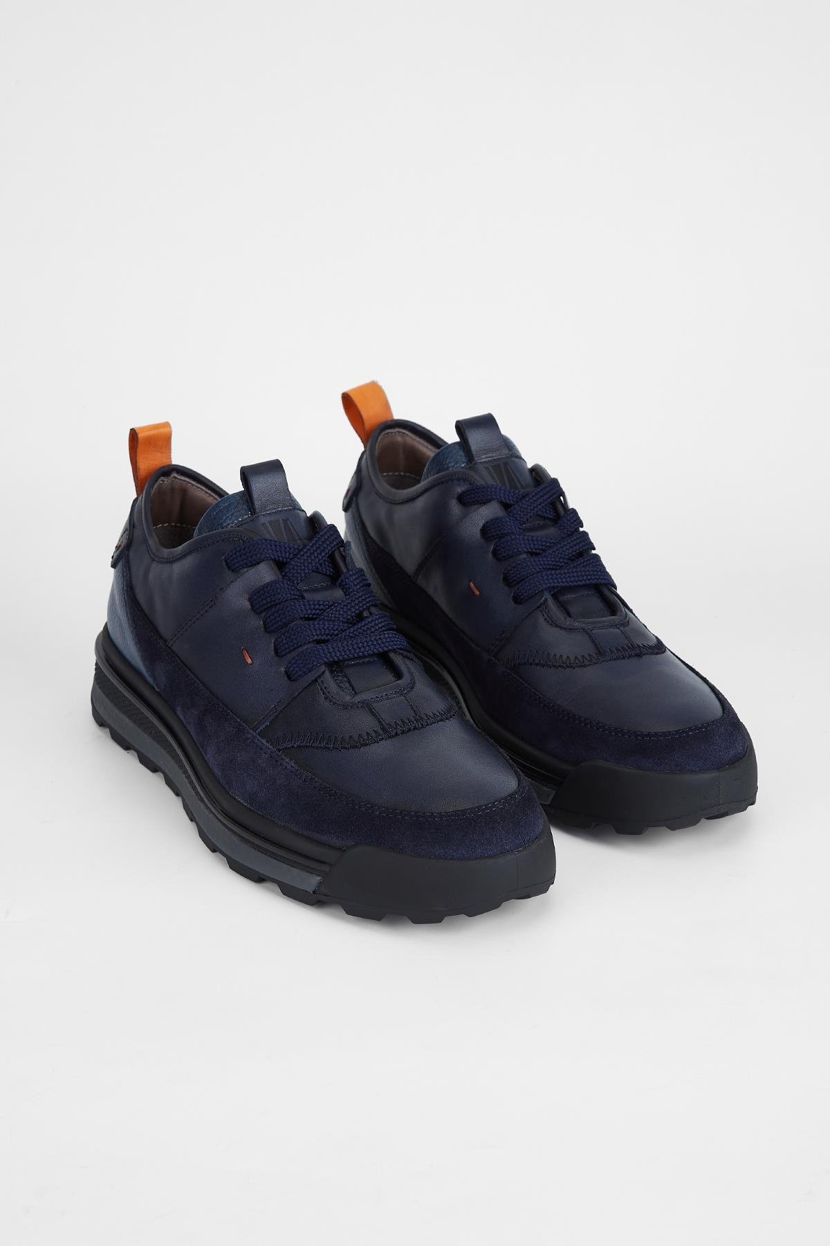Valmenti Erkek Lacivert Hakiki Deri Sneakers & Spor Ayakkabı