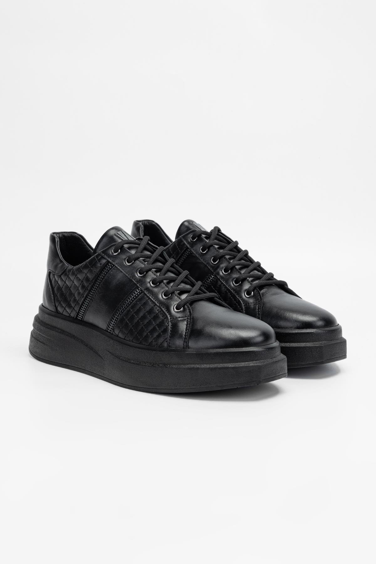 Valmenti Erkek Siyah Hakiki Deri Sneakers & Spor Ayakkabı