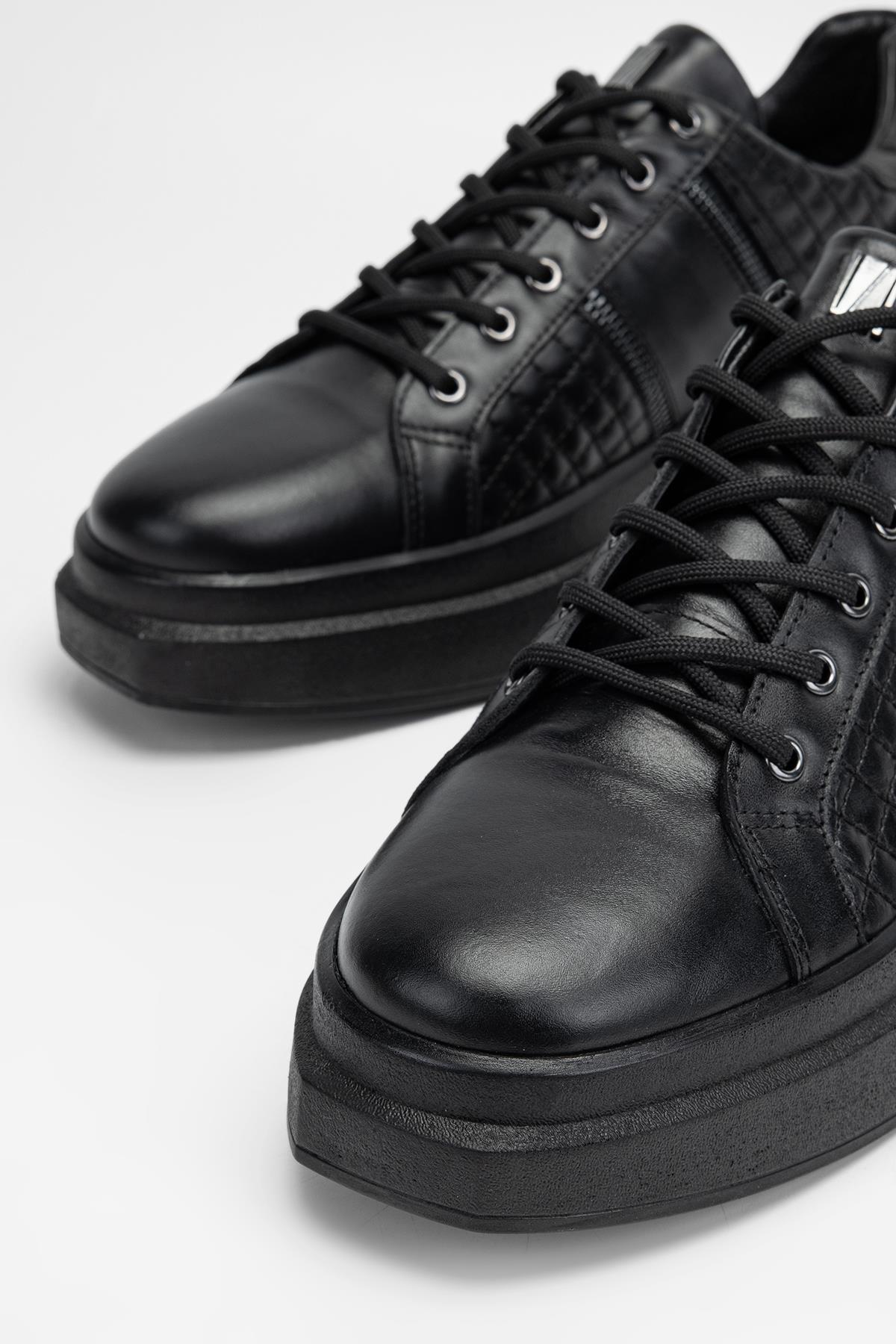 Valmenti Erkek Siyah Hakiki Deri Sneakers & Spor Ayakkabı
