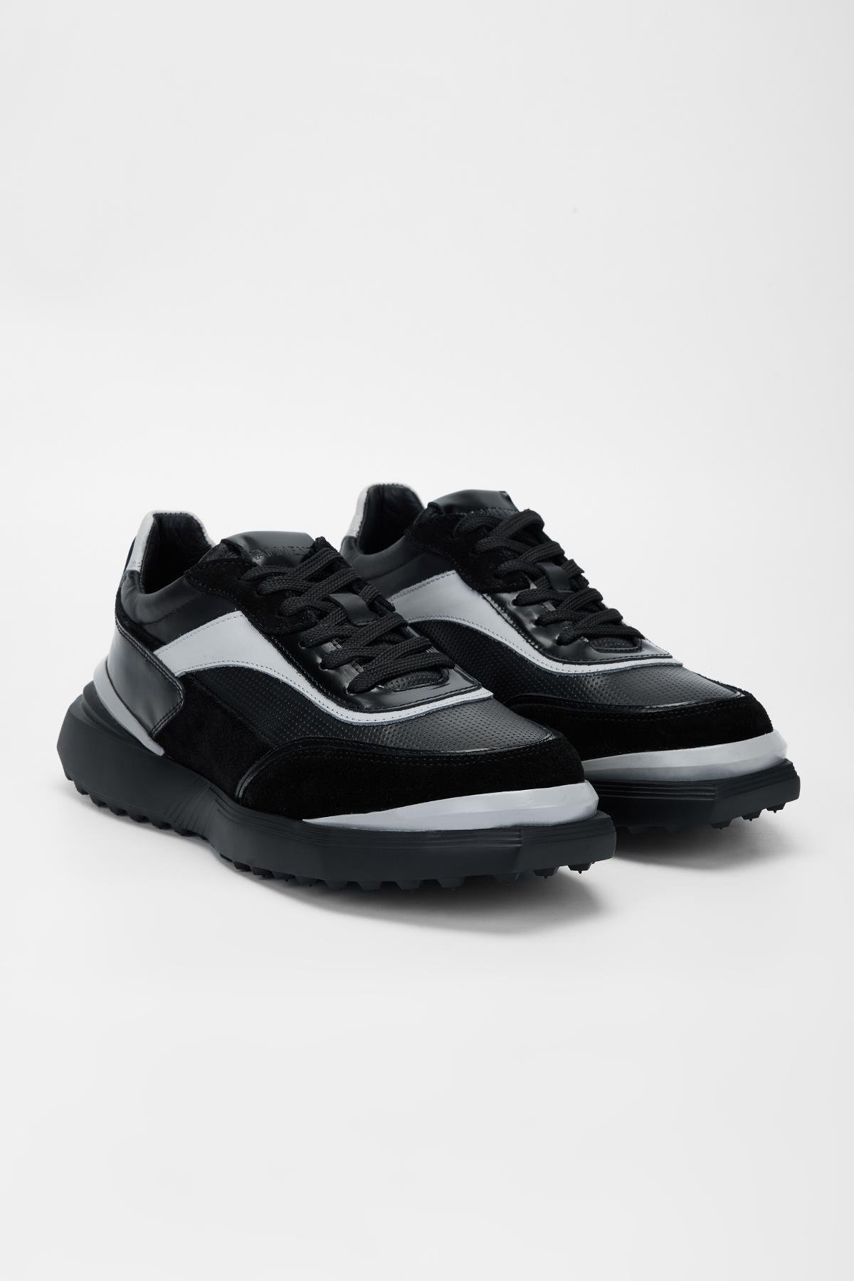 Valmenti Erkek Siyah\Gri Hakiki Deri Sneakers & Spor Ayakkabı