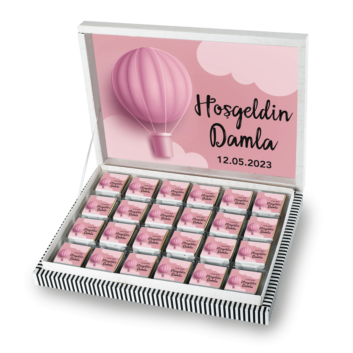 Kız Bebek Çikolatası 500g (72 Adet) - Özel Baskı ve Sargılı Sütlü Madlen - Model-4