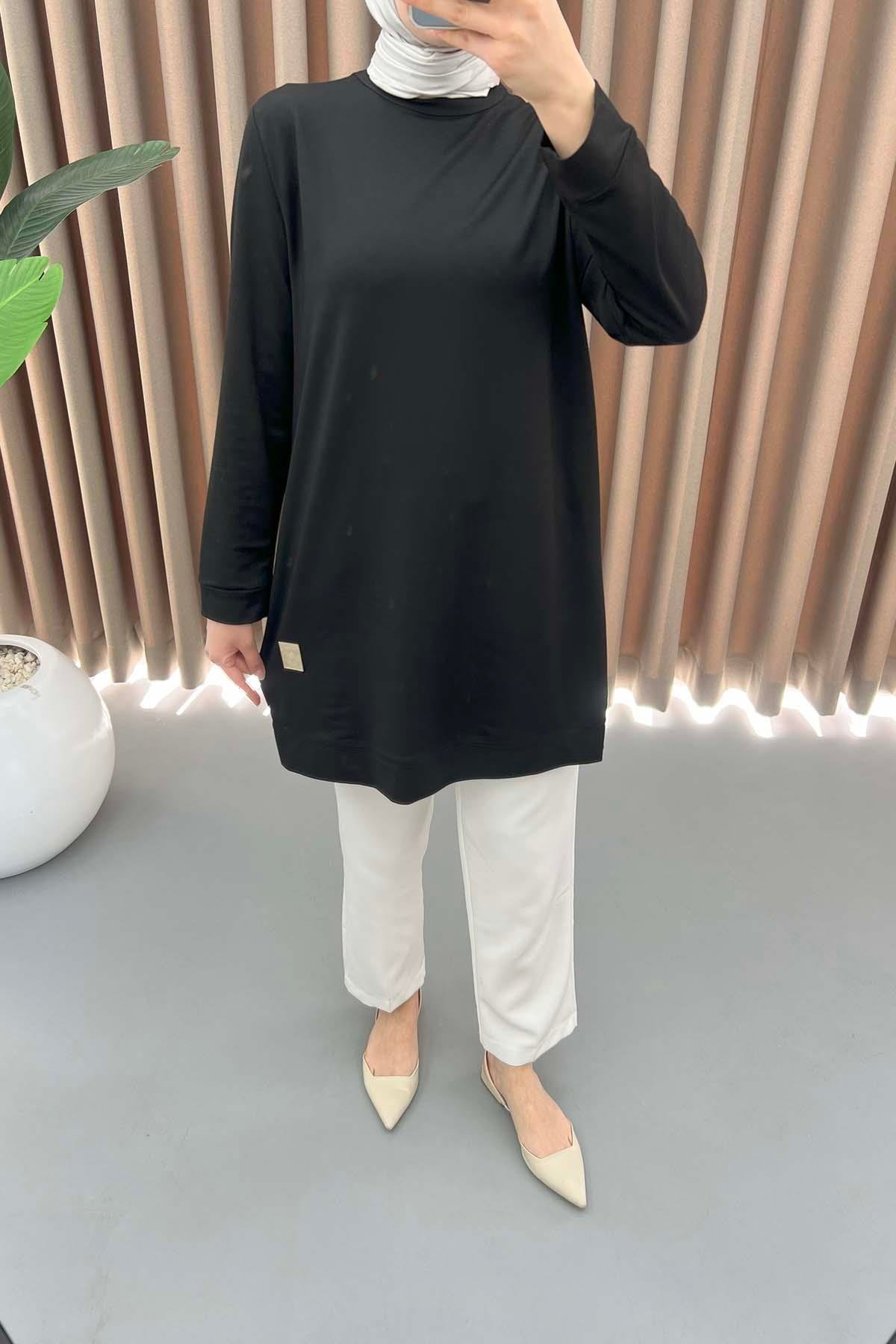 Armalı Sweat Tunik Siyah