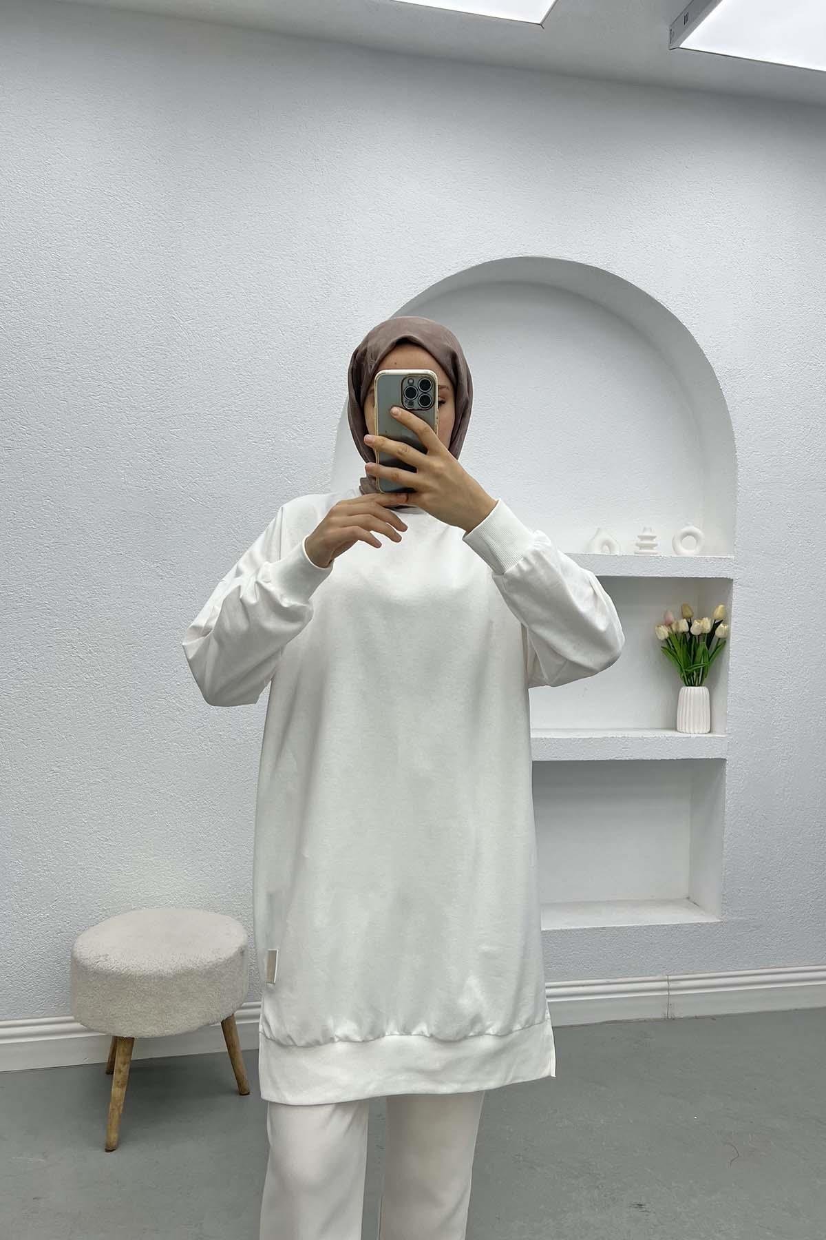 Armalı Sweatshirt Beyaz