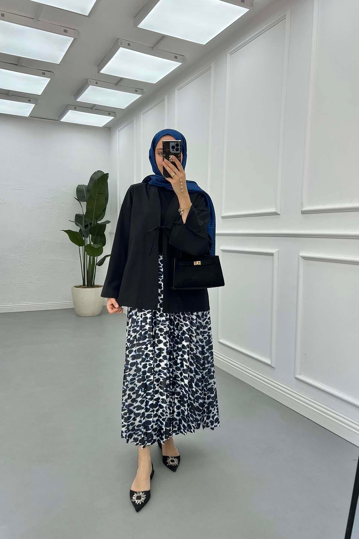 Bağlama Detaylı Kimono Siyah