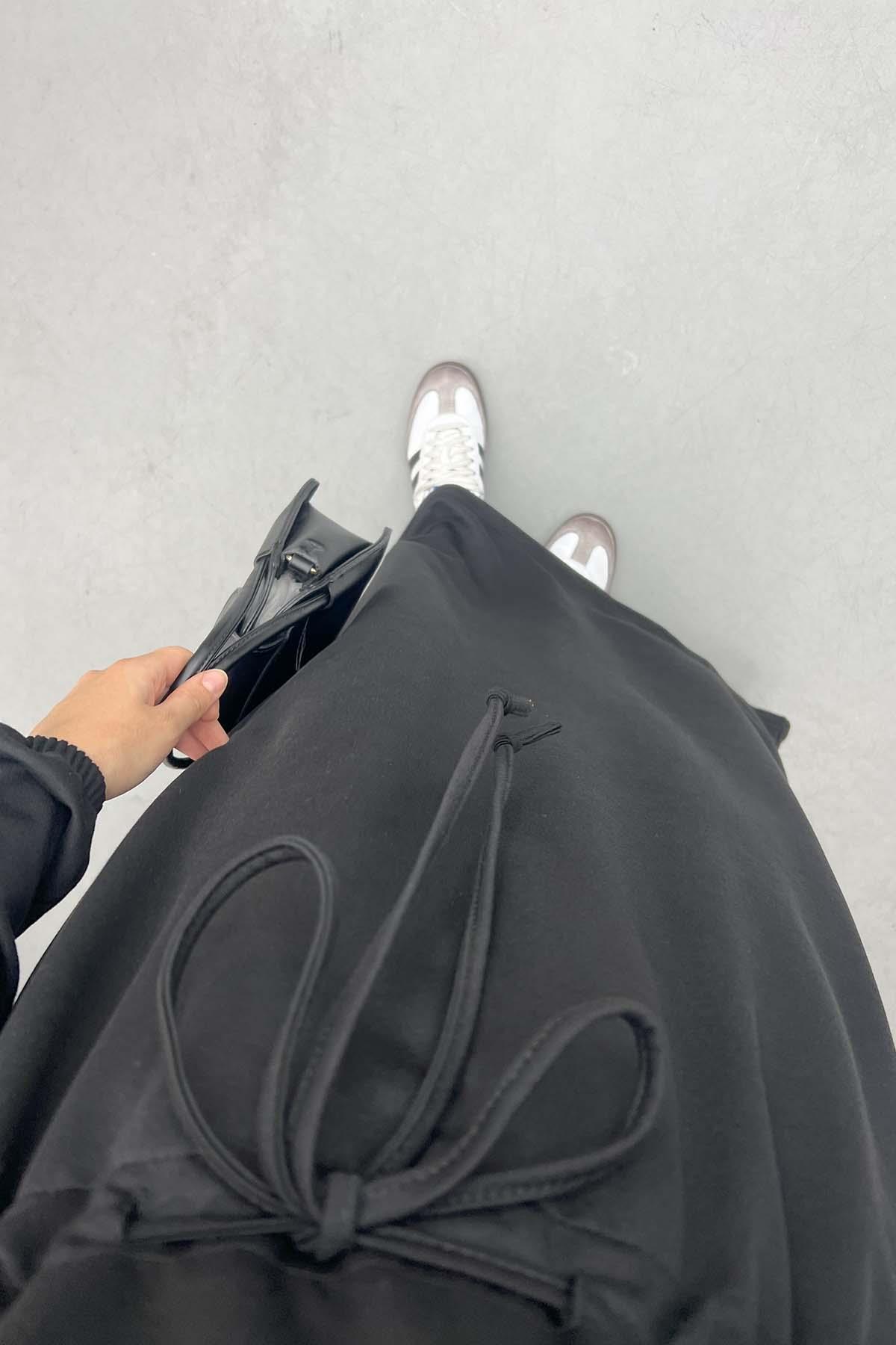 Bel Büzgülü Sweat Elbise Siyah