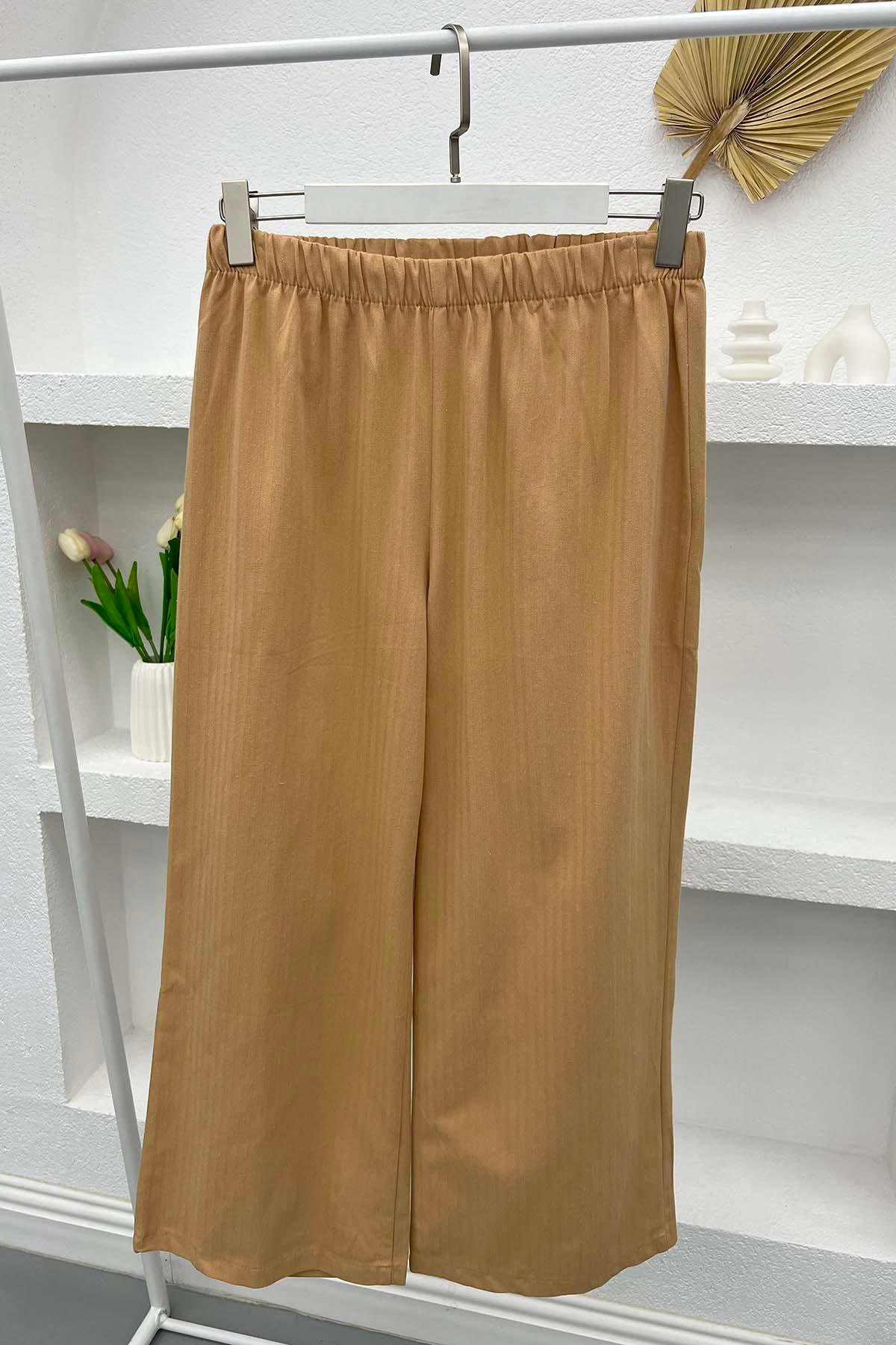 Bel Lastikli Kot Pantolon Camel