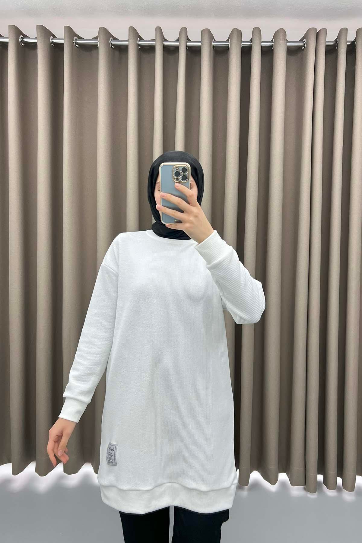 Bürümcük Armalı Tunik Beyaz