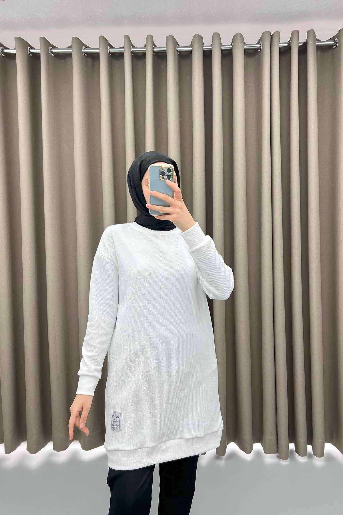 Bürümcük Armalı Tunik Beyaz