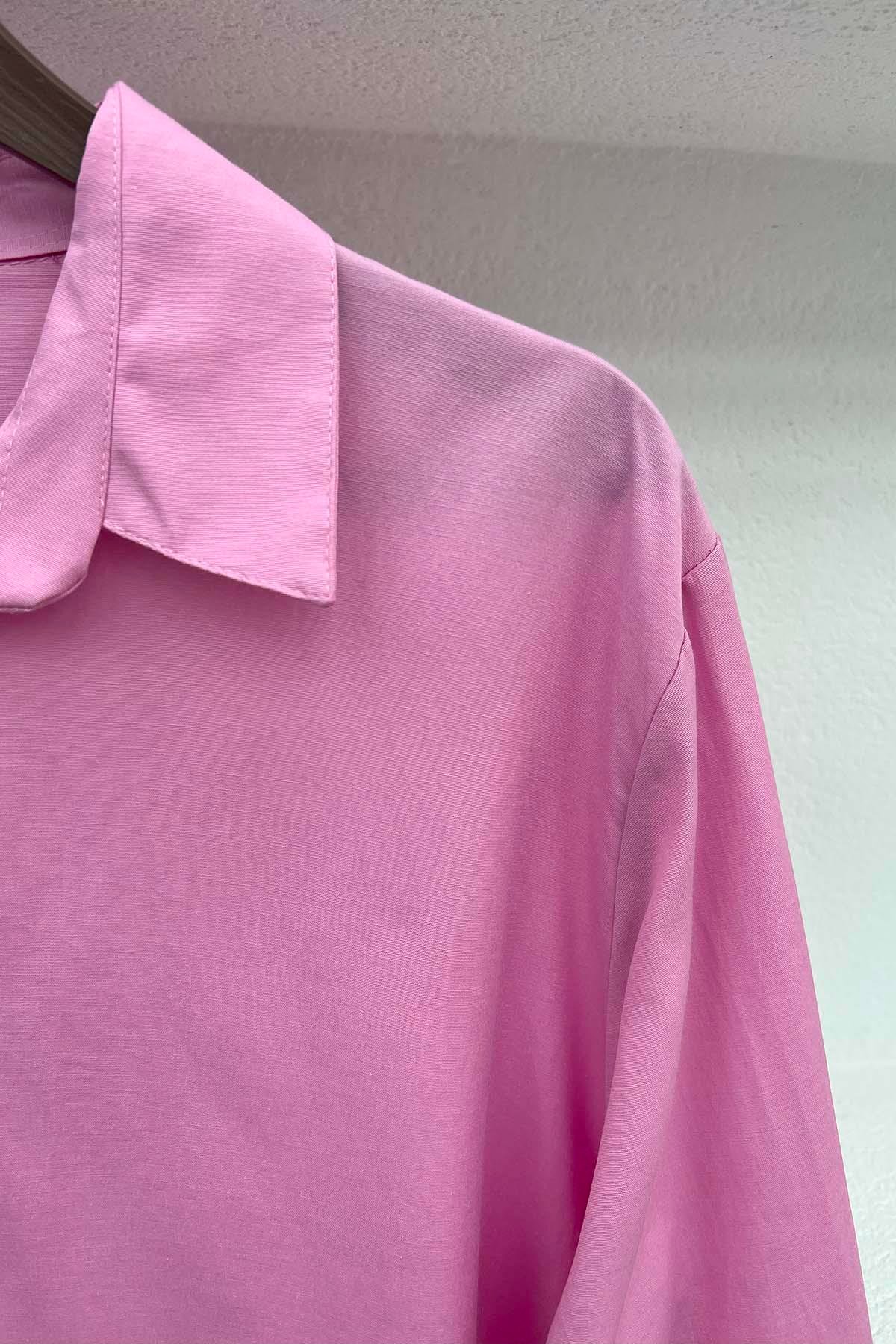 Büyük Beden Tunik Gömlek Pembe