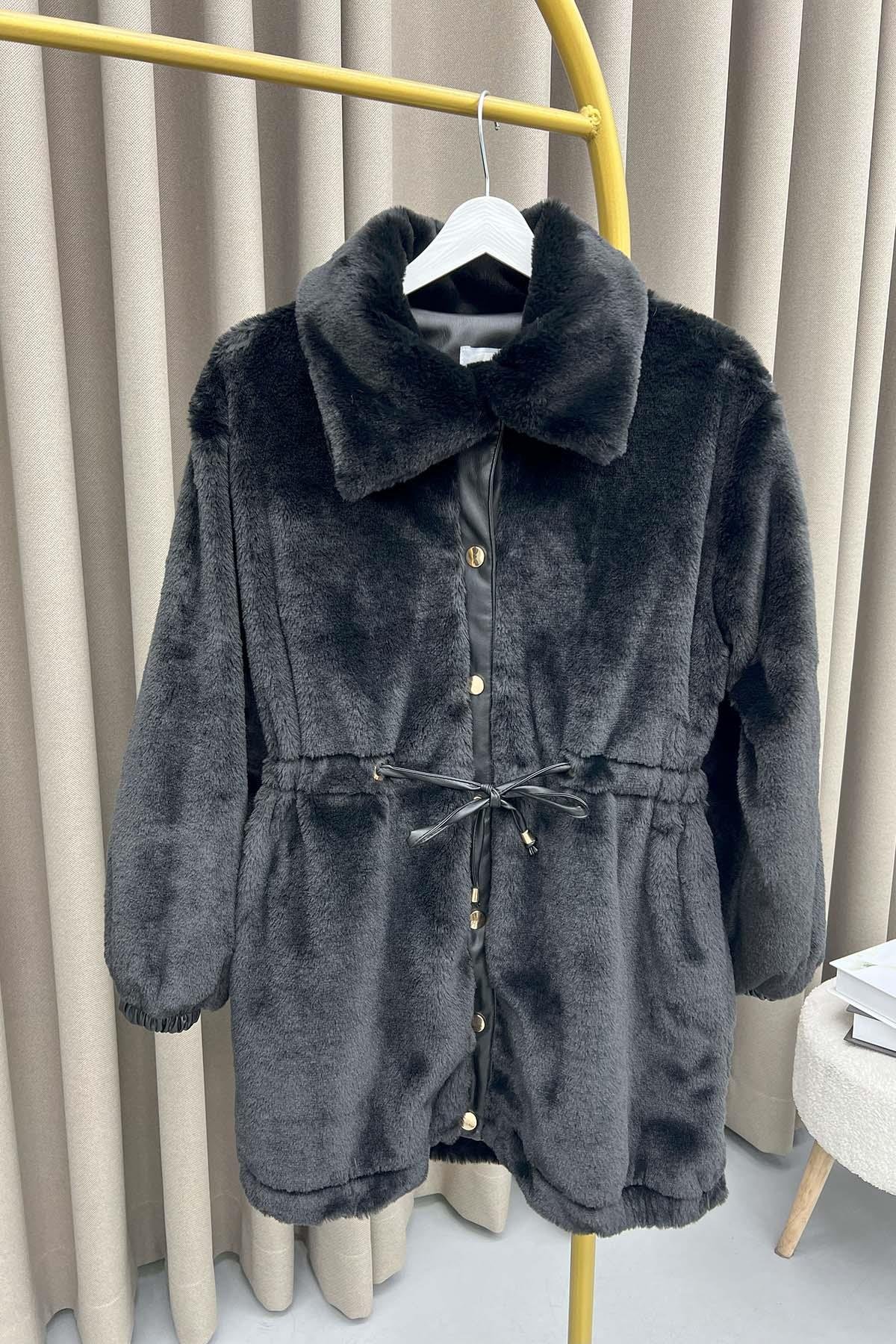 Büzgülü Peluş Kaban Siyah