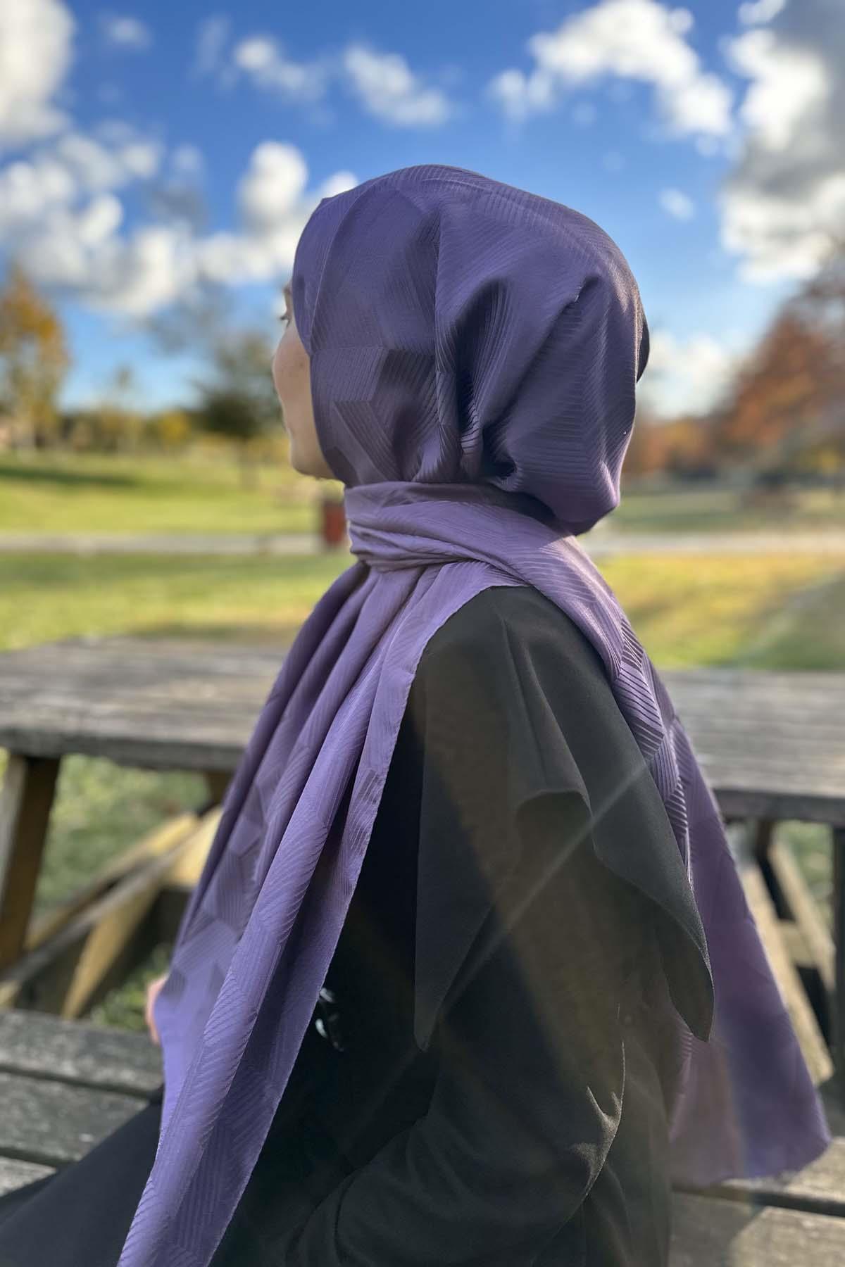 Çizgi Detaylı Şal Mor