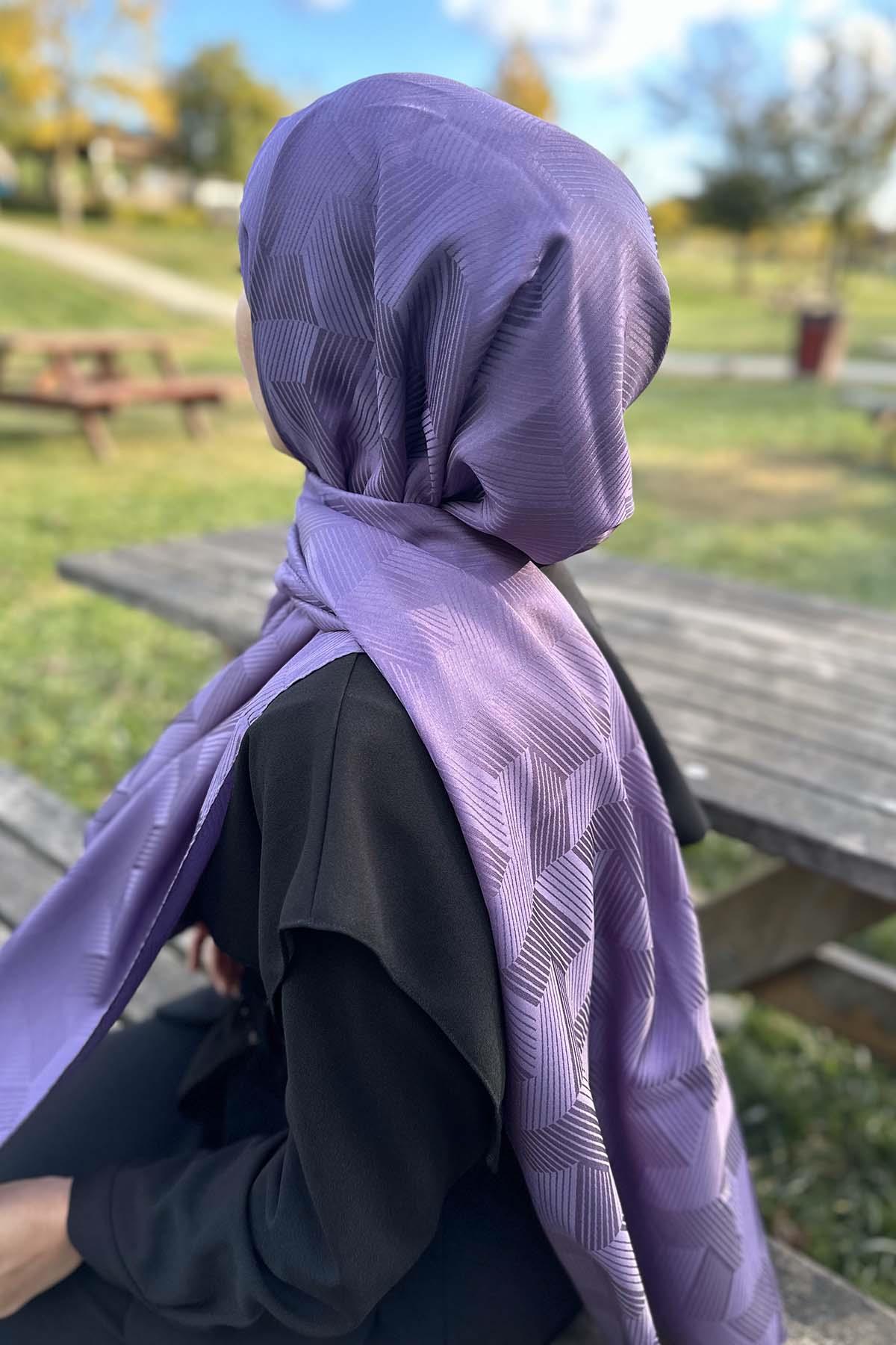 Çizgi Detaylı Şal Mor