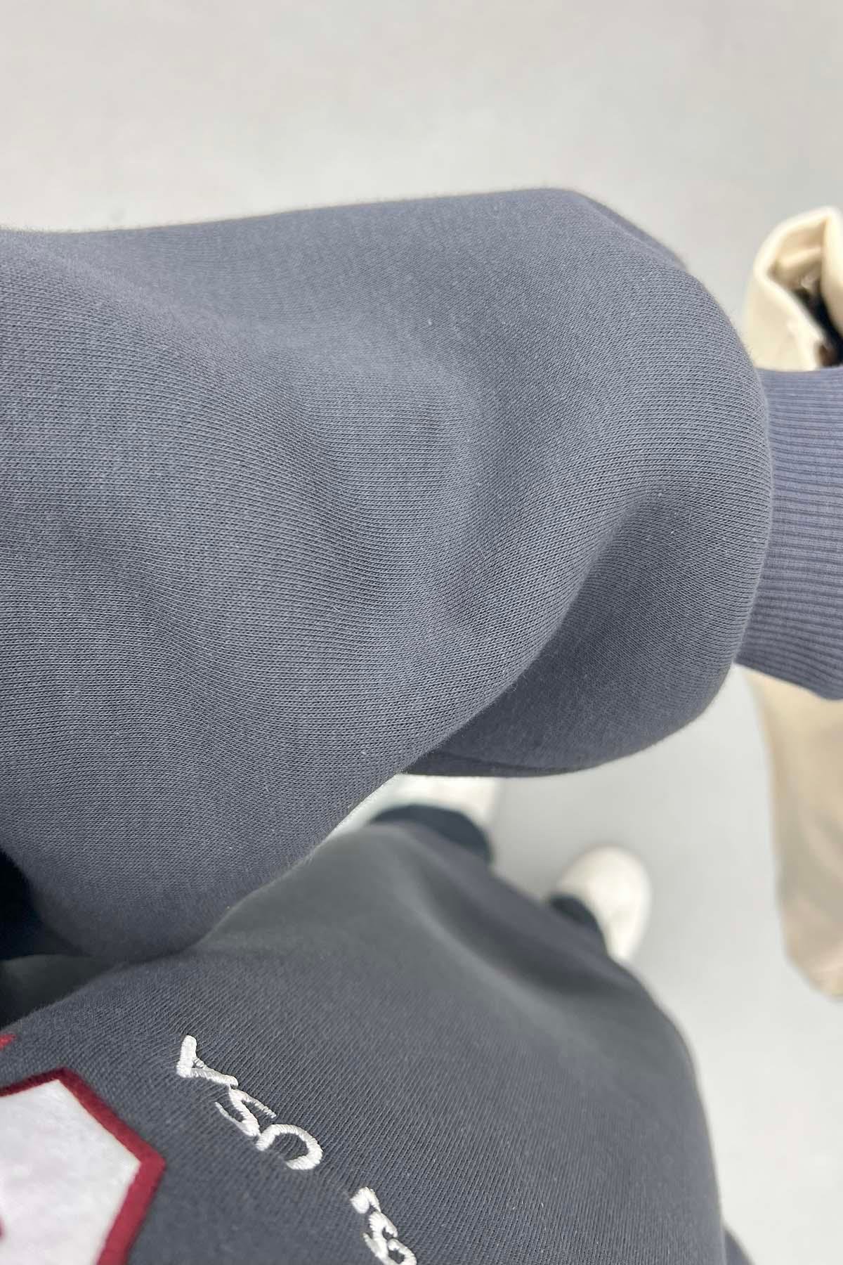 Fermuar Detaylı Üç İplik Sweatshirt Antrasit