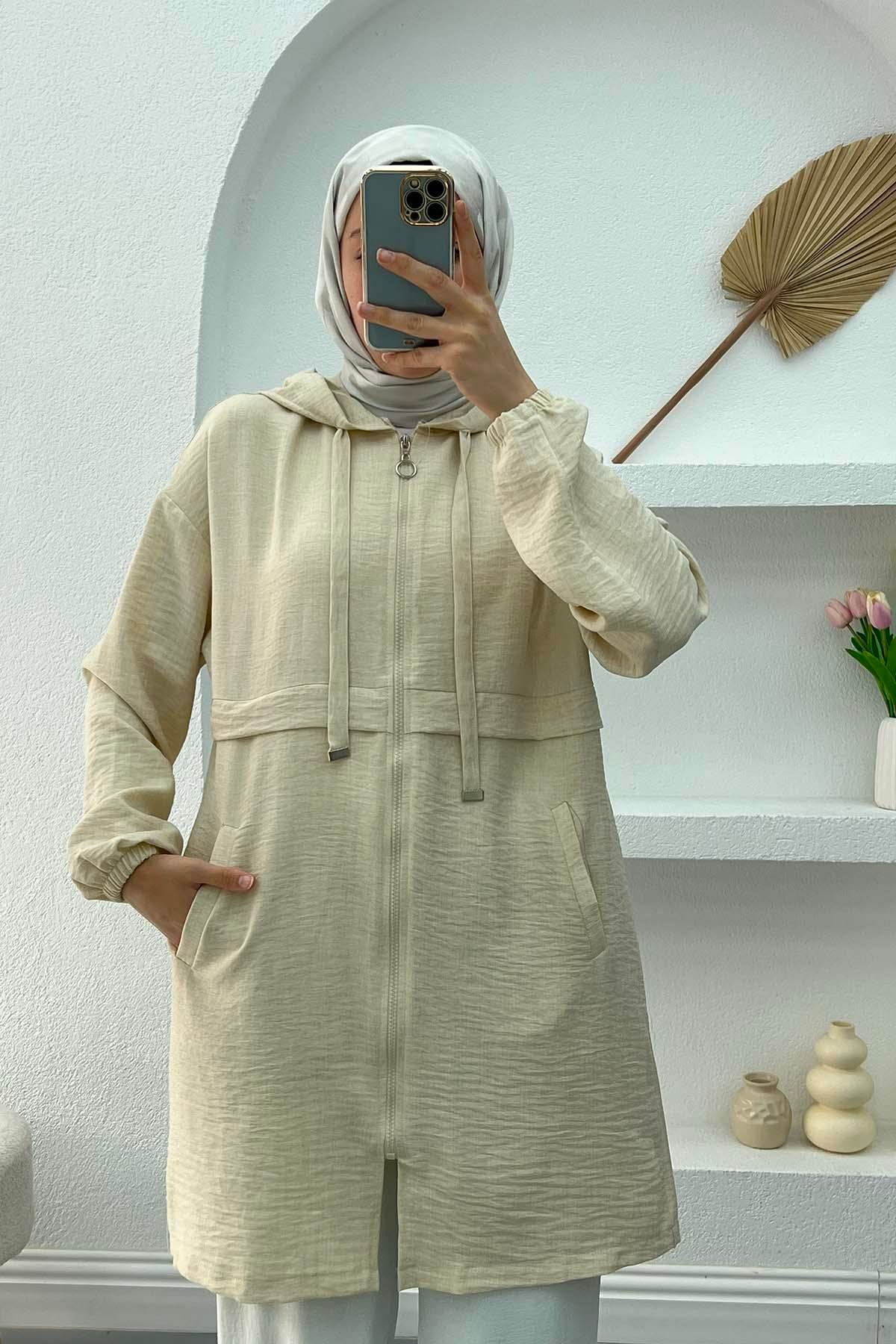 Fermuarlı Kap Ekru